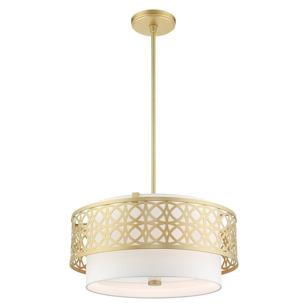 Calinda 4-Light Soft Gold LED Drum Pendant Chandelier