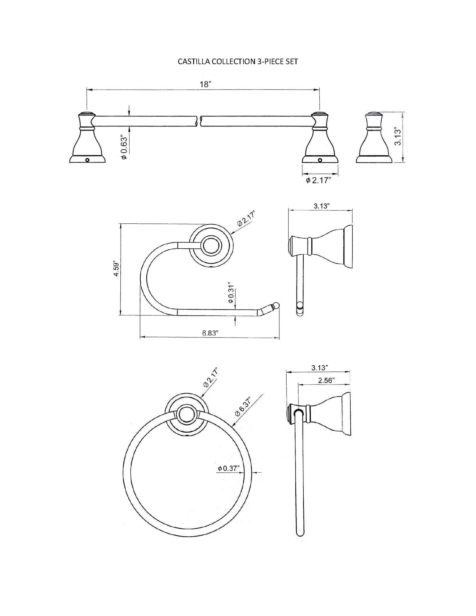 Castilla 3 - Piece Bathroom Hardware Set