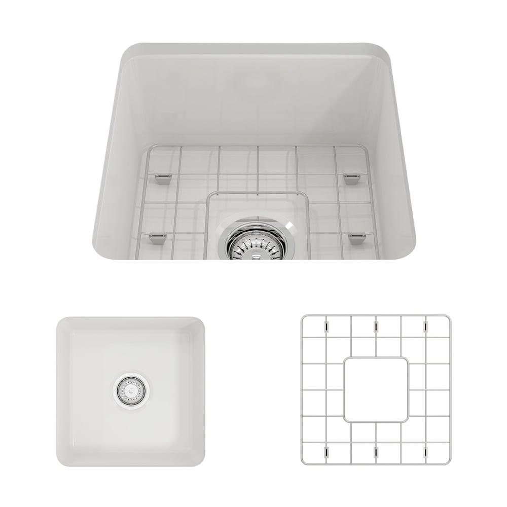 Sotto Dual-mount Fireclay 18 In. Single Bowl Bar Sink With Protective Bottom Grid And Strainer In White