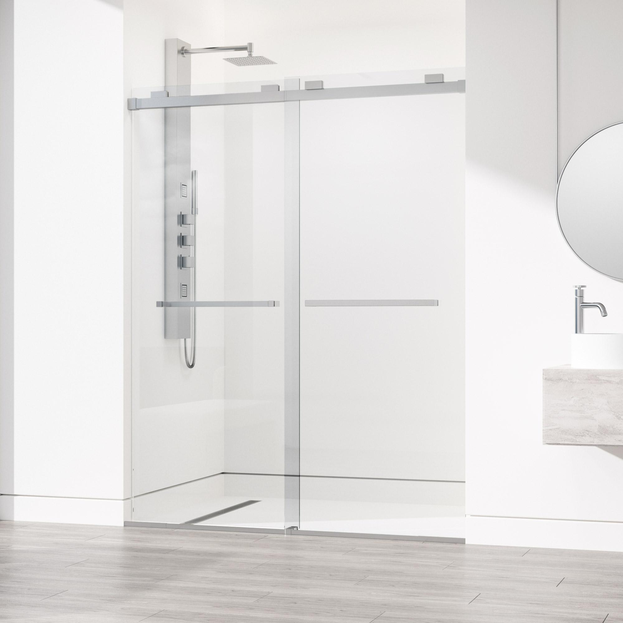 Houston 56-60" W x 76" H Sliding Frameless Shower Door with 3/8" Clear Glass