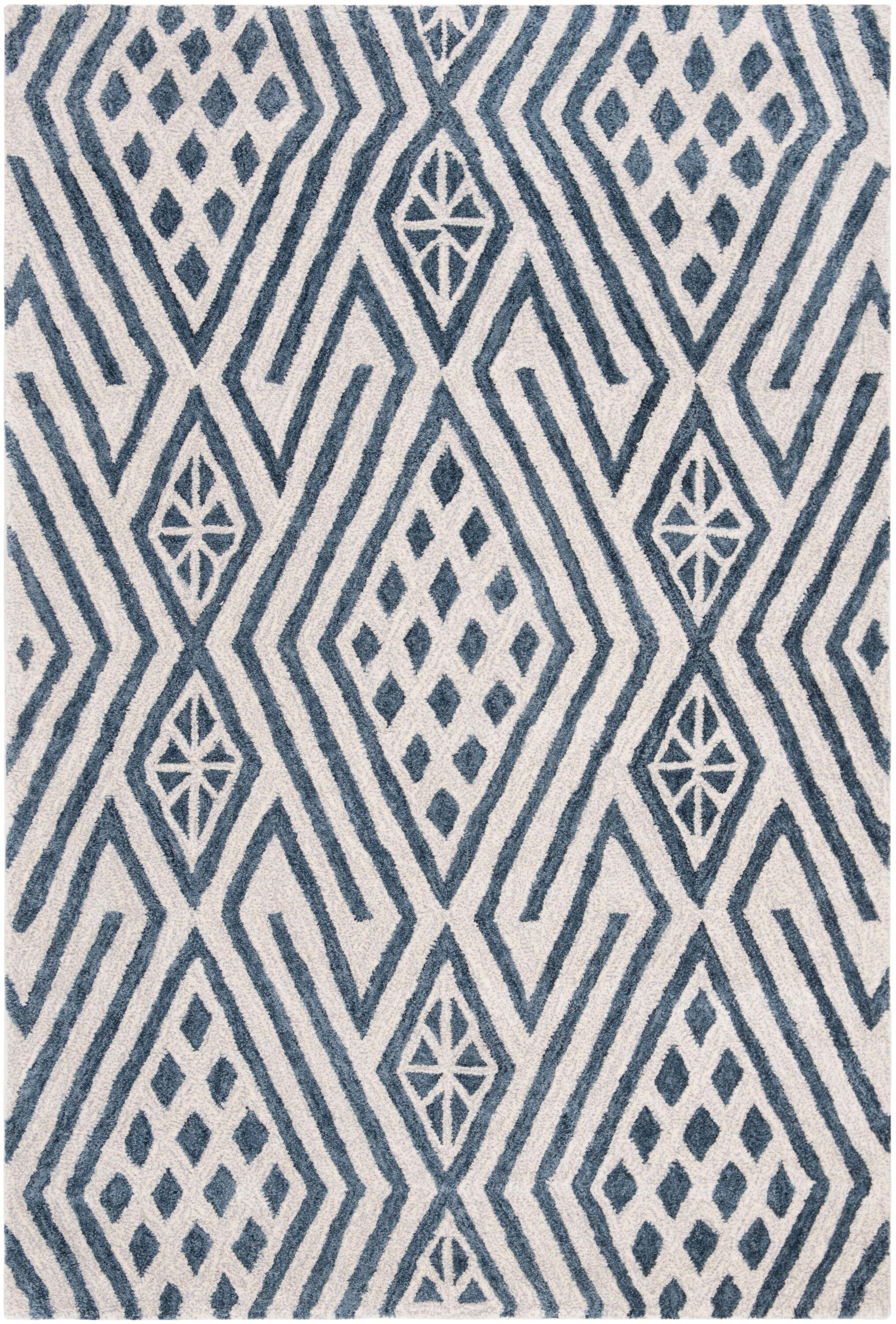 Micro-Loop MLP611 Hand Tufted Area Rug - Blue/Ivory - 4'x6' - Safavieh.