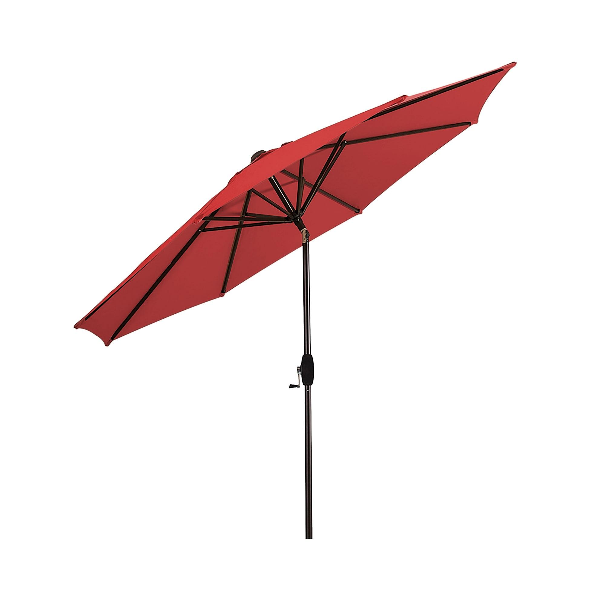 Alexander 9 ft. Patio Umbrella with Round Plastic Base, Red