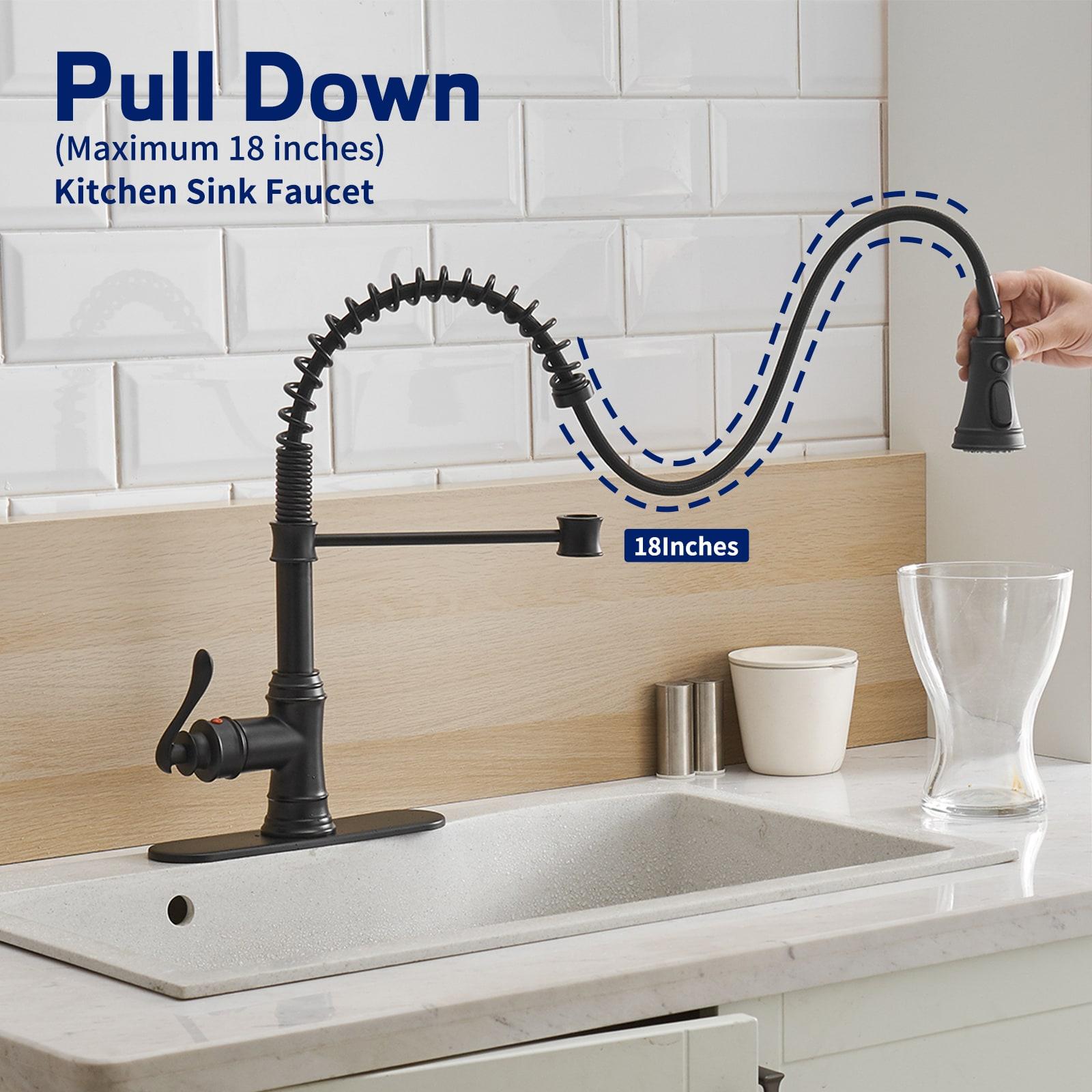 Single-Handle Pull-Down Sprayer 3 Spray High Arc Kitchen Faucet With Deck Plate