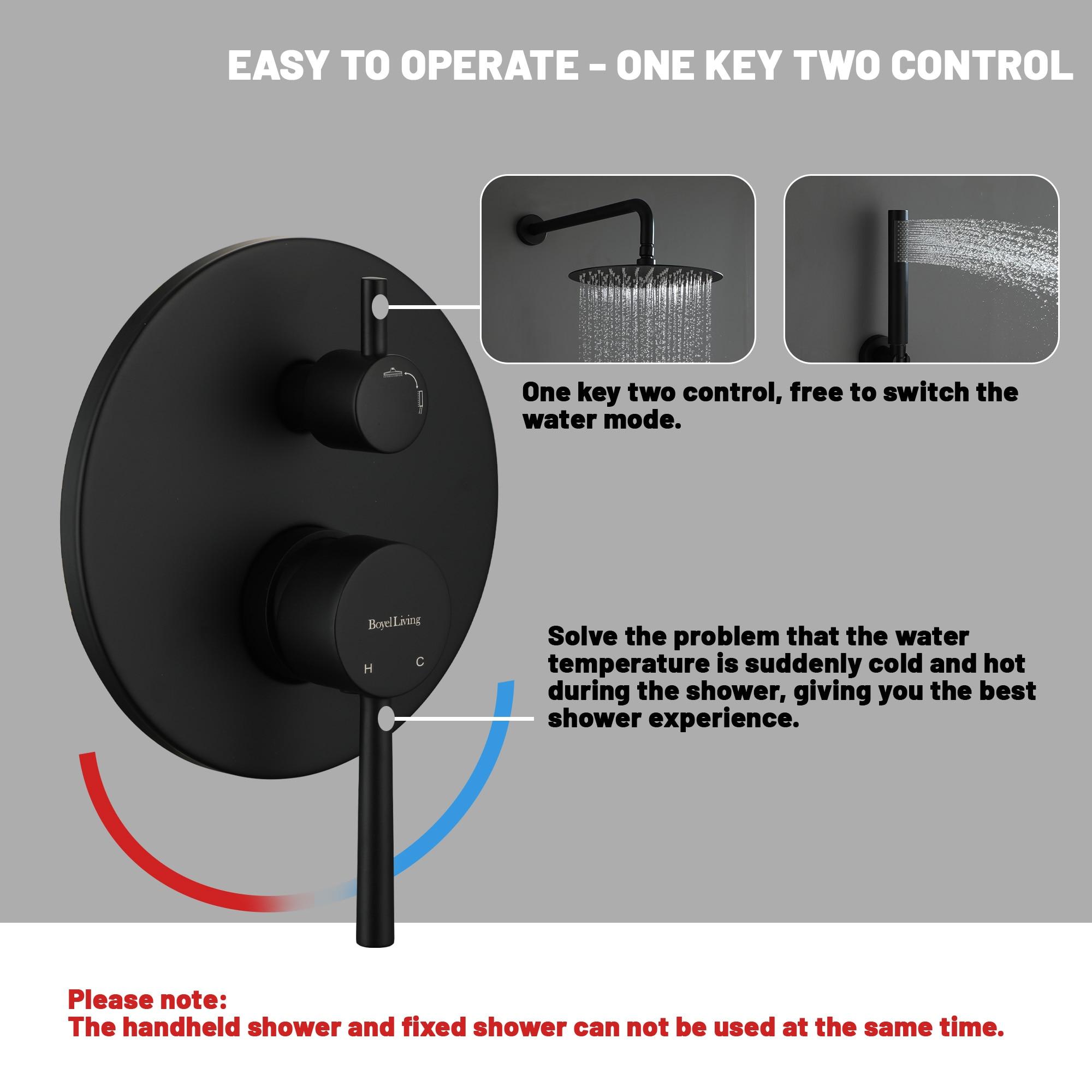 High-Pressure Shower System with 10 Inch Round Rain Shower Head and Handheld Wall Mounted, Shower Faucet Set Combo Set with 2 in 1 Handheld Showerhead for Bathroom, Matte Black