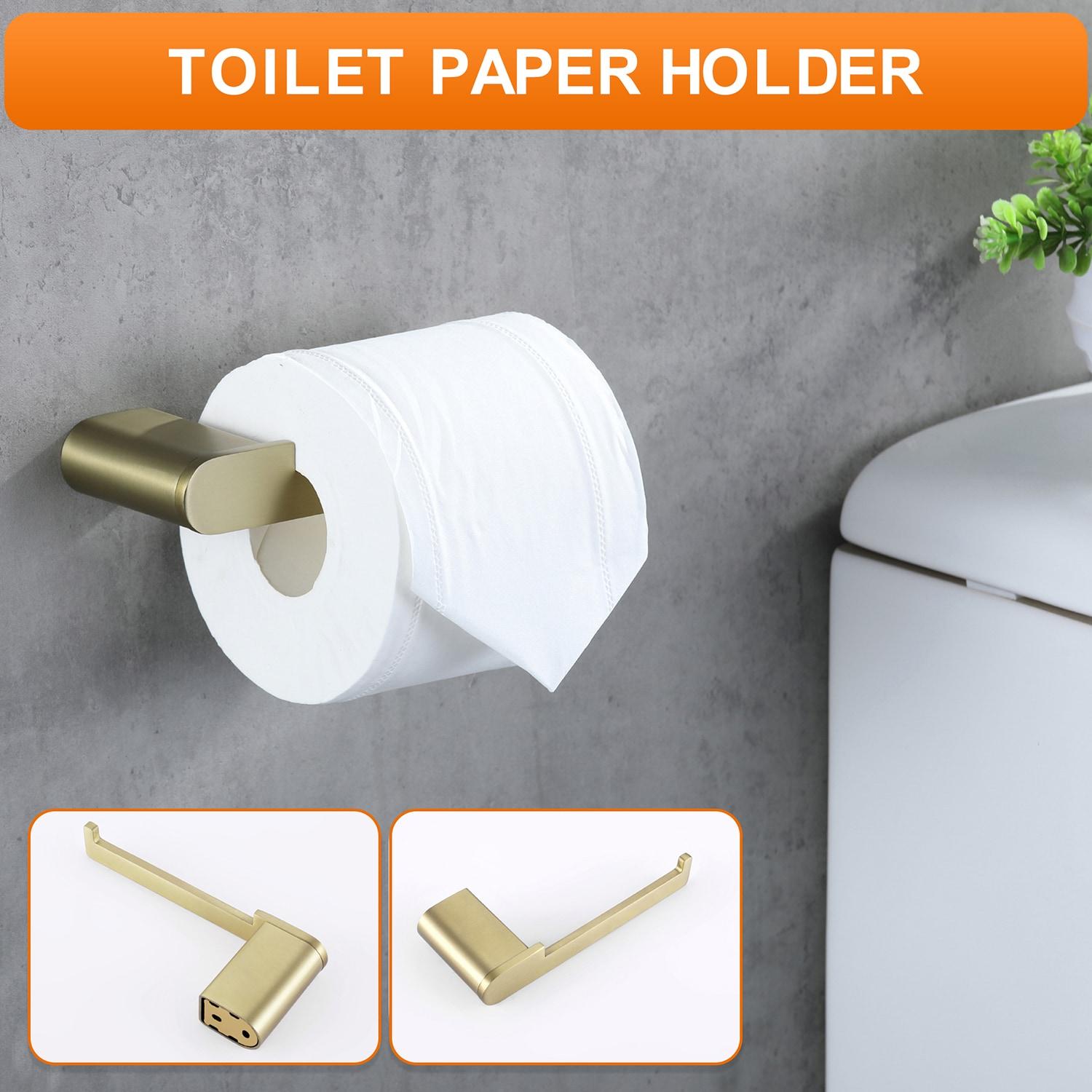 Cobbe Bathroom Hardware 4-Piece Set, Brushed Gold Bathroom Accessories Set with Towel Rack, Hand Towel Bar, Towel Hook, Toilet Paper Holder