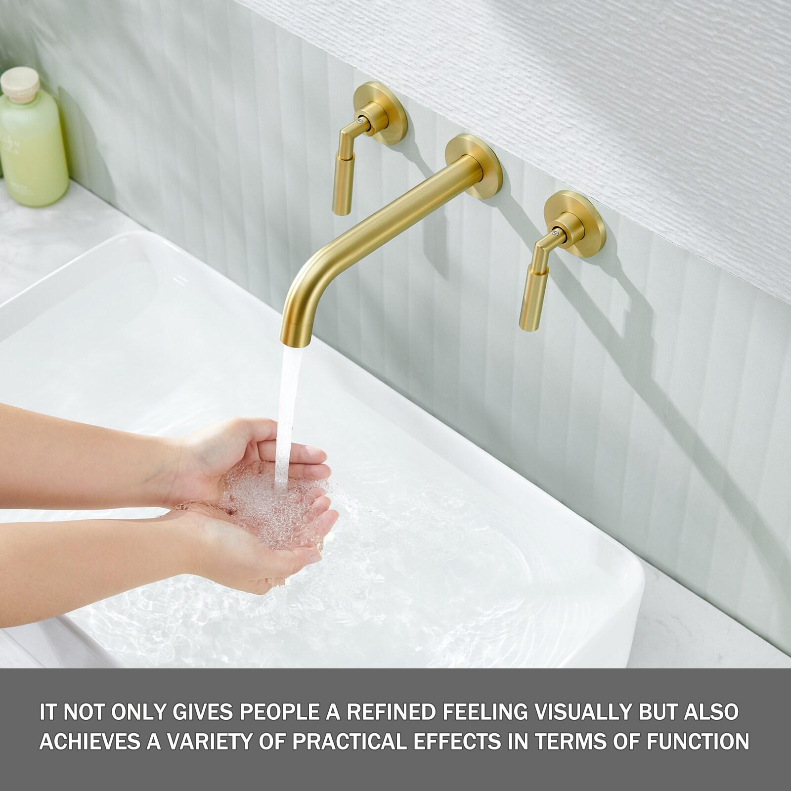 10.08" Widespread Bathroom Faucet 3 Hole, 2-handle Bathroom Sink Faucet with Drain Assembly