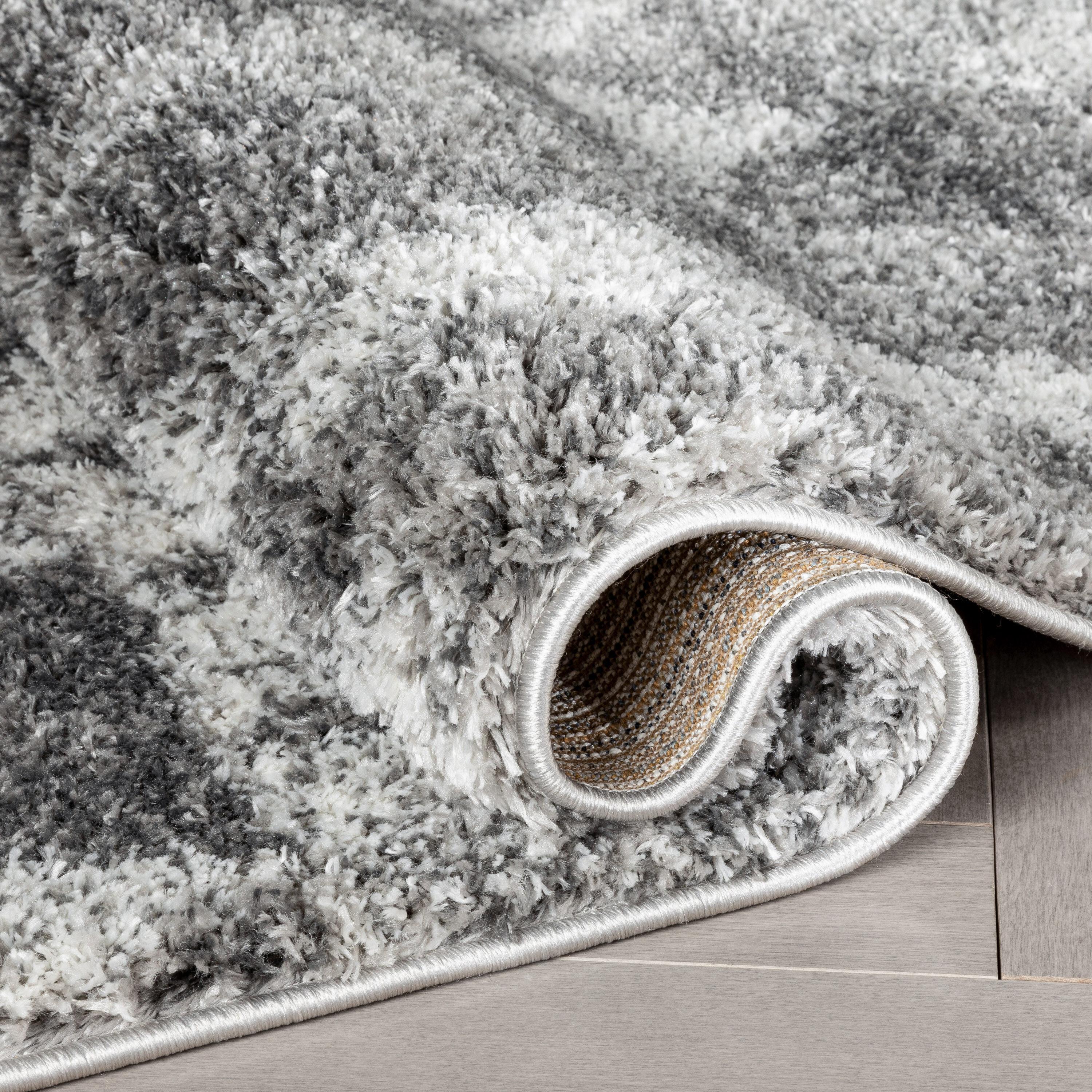 Union Rustic Mareco Geometric Moroccan Shag Grey Area Rug