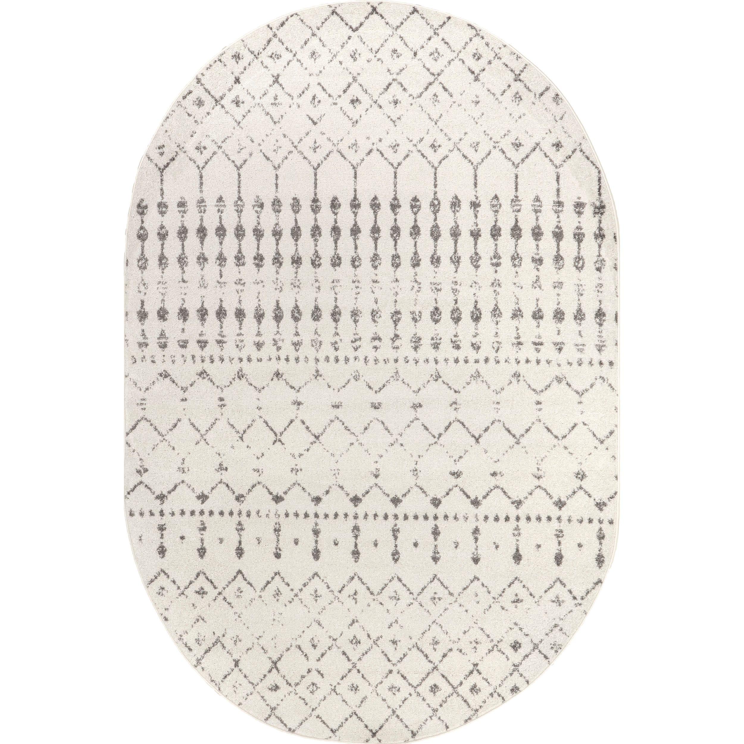 nuLOOM Moroccan Blythe Grey 6' 7" x 9' Transitional Oval Rug
