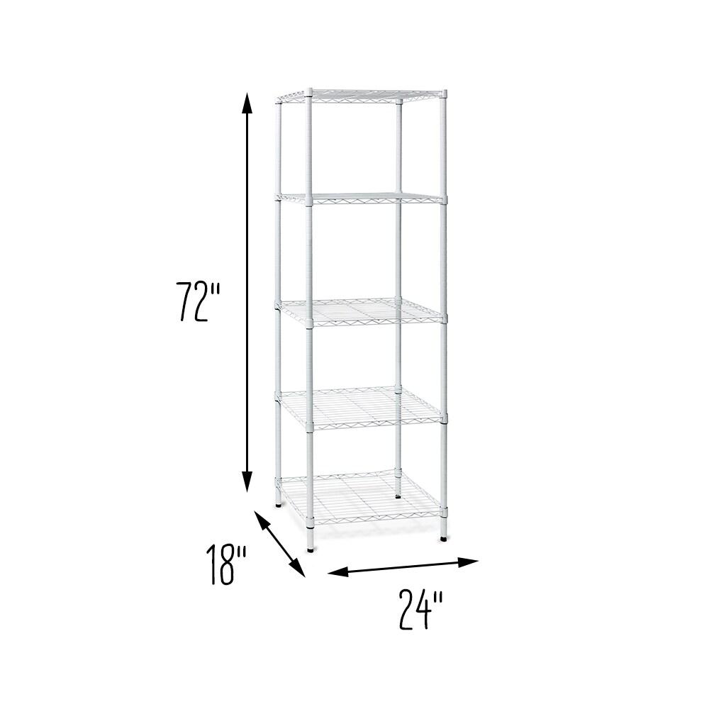 Honey-Can-Do 5-Shelf Steel Heavy Duty Adjustable Storage Shelves, White, Holds up to 250 lb per Shelf