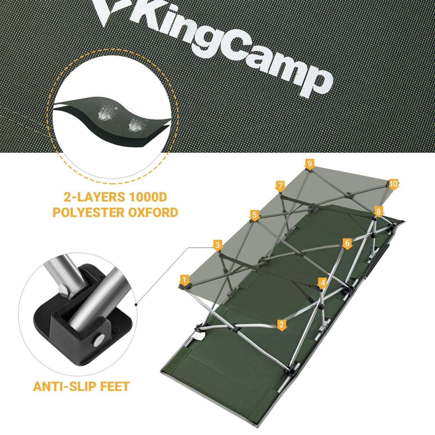 Kingcamp KingCamp Folding Portable Outdoor Camping Cot w/ Multi Layer Side Pocket