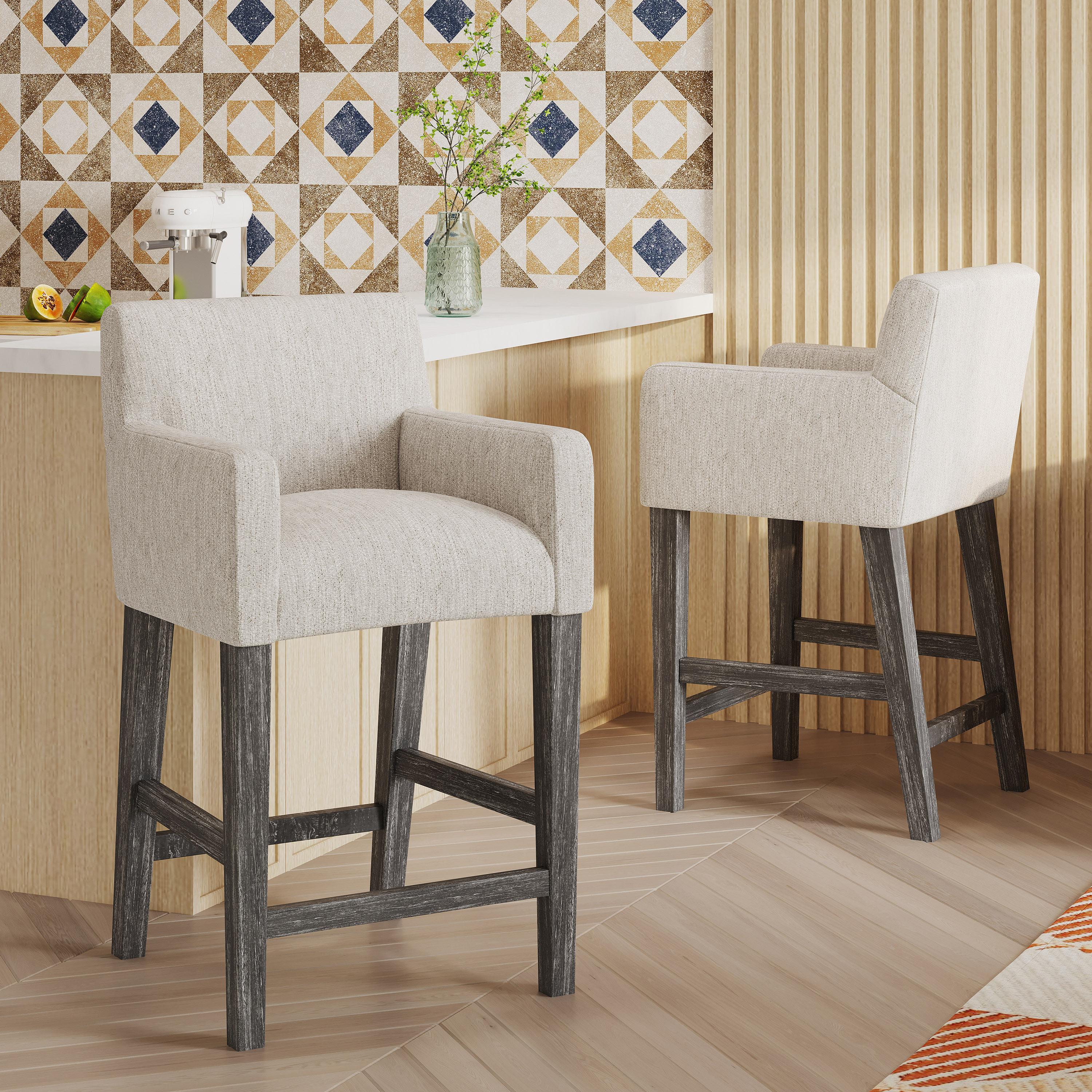 GDFStudio Chaparral Contemporary Fabric Upholstered Wood 26 inch Counter Stools (Set of 2)