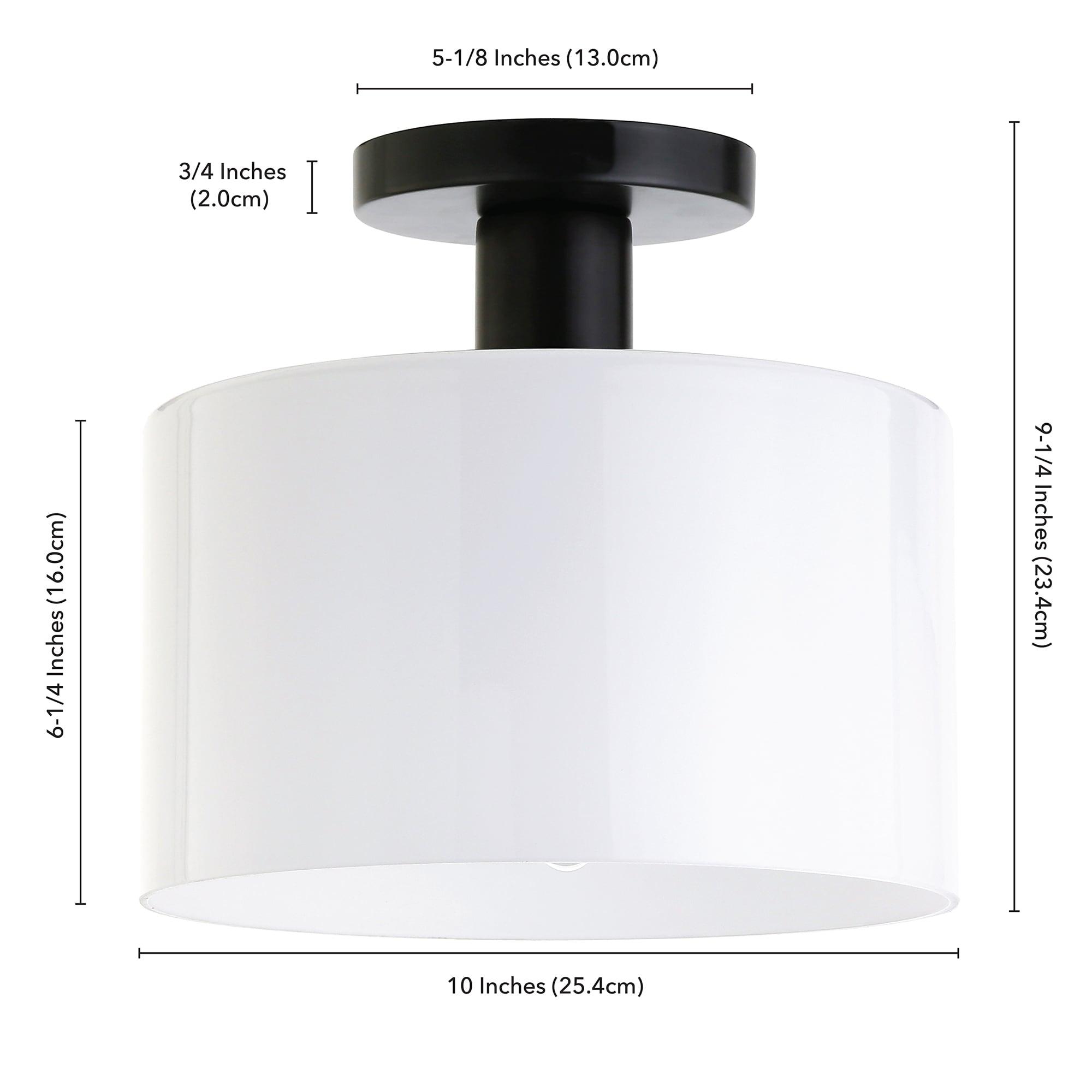 Evelyn&Zoe 10" Matte Black Metal/Glass Semi Flush Mount