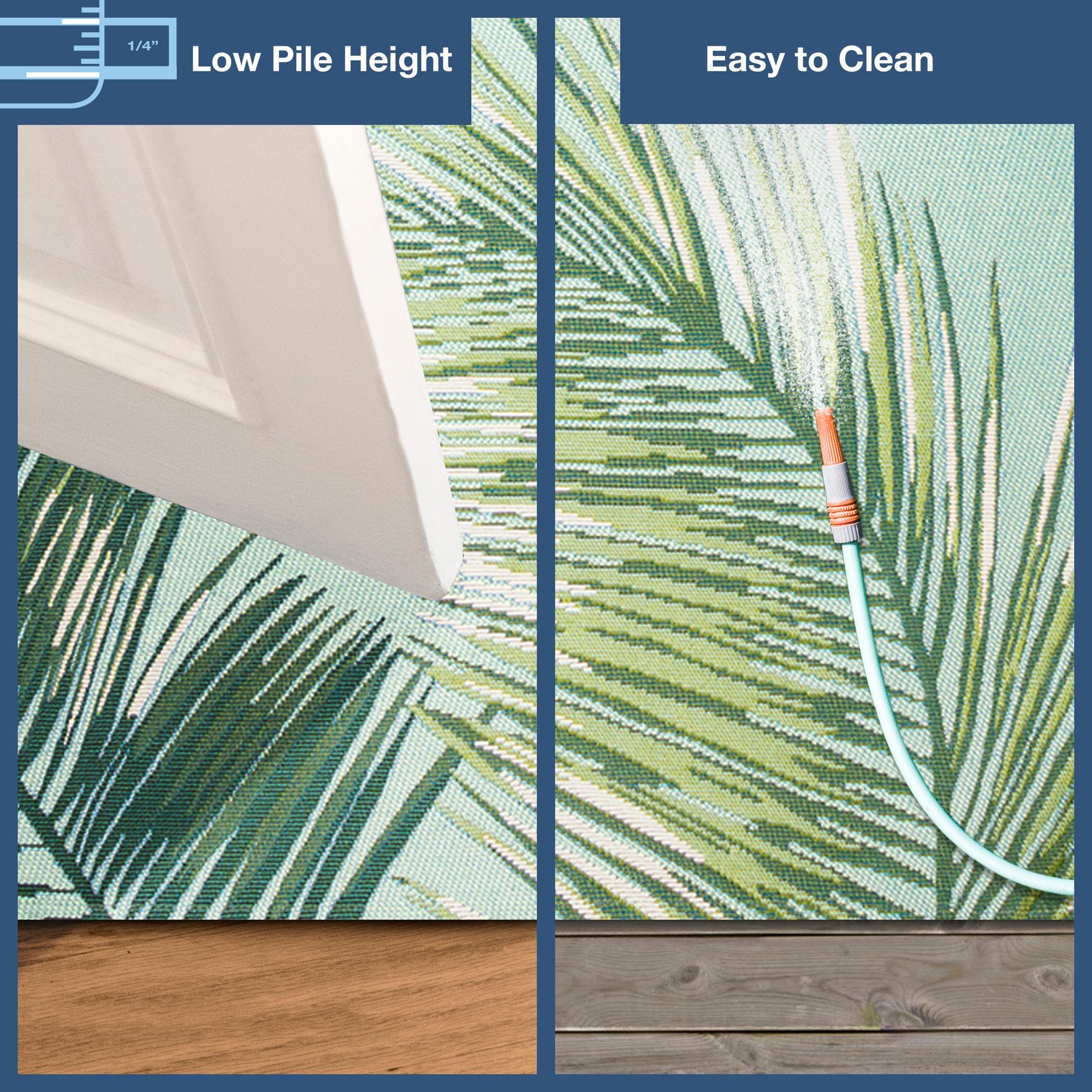 Liora Manne Marina Palm Border Indoor/Outdoor Rug Aqua 7'10" x 9'10"