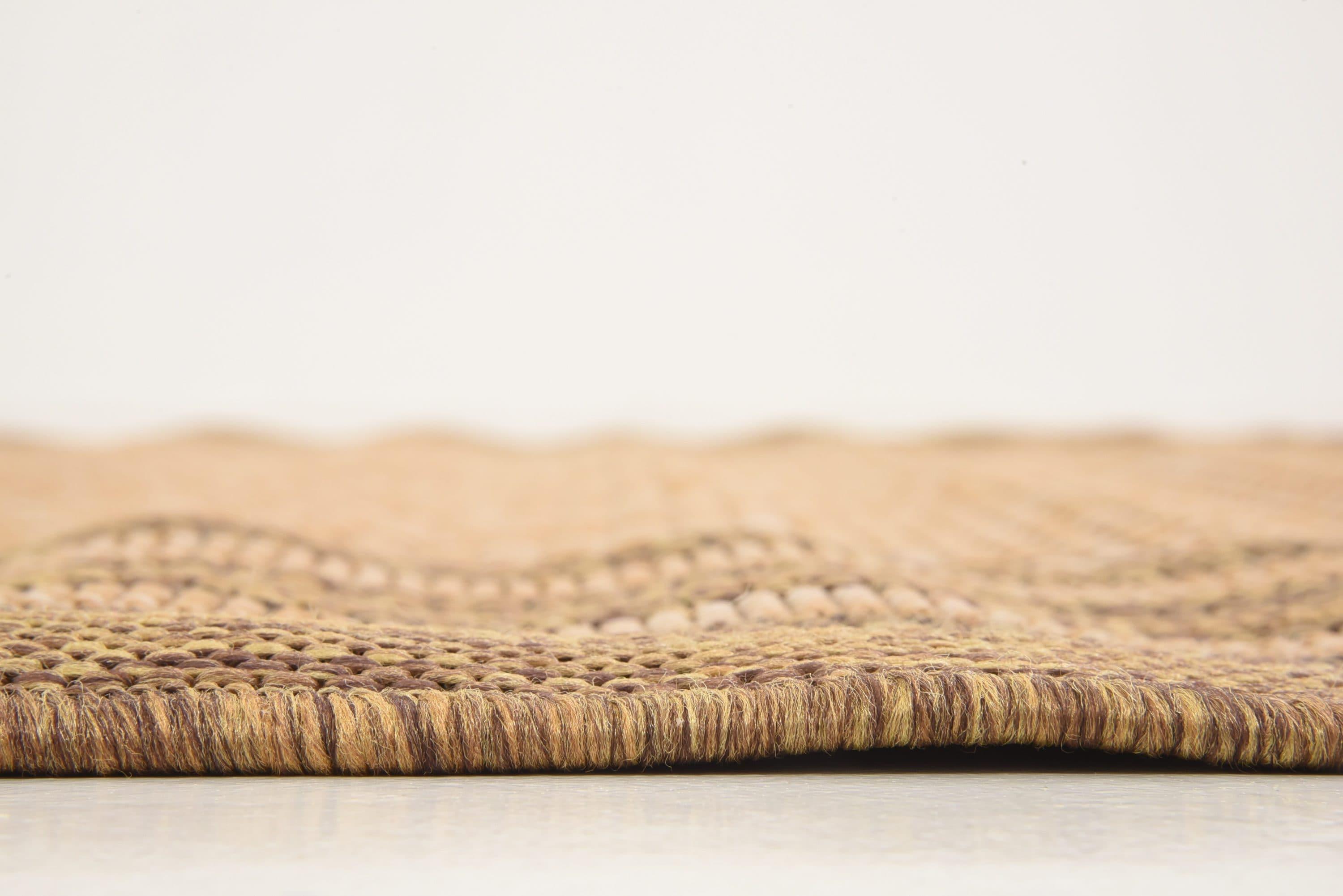 Unique Loom 5' 3 x 8' 0 Light Brown Outdoor Border Multi Border Area Rug