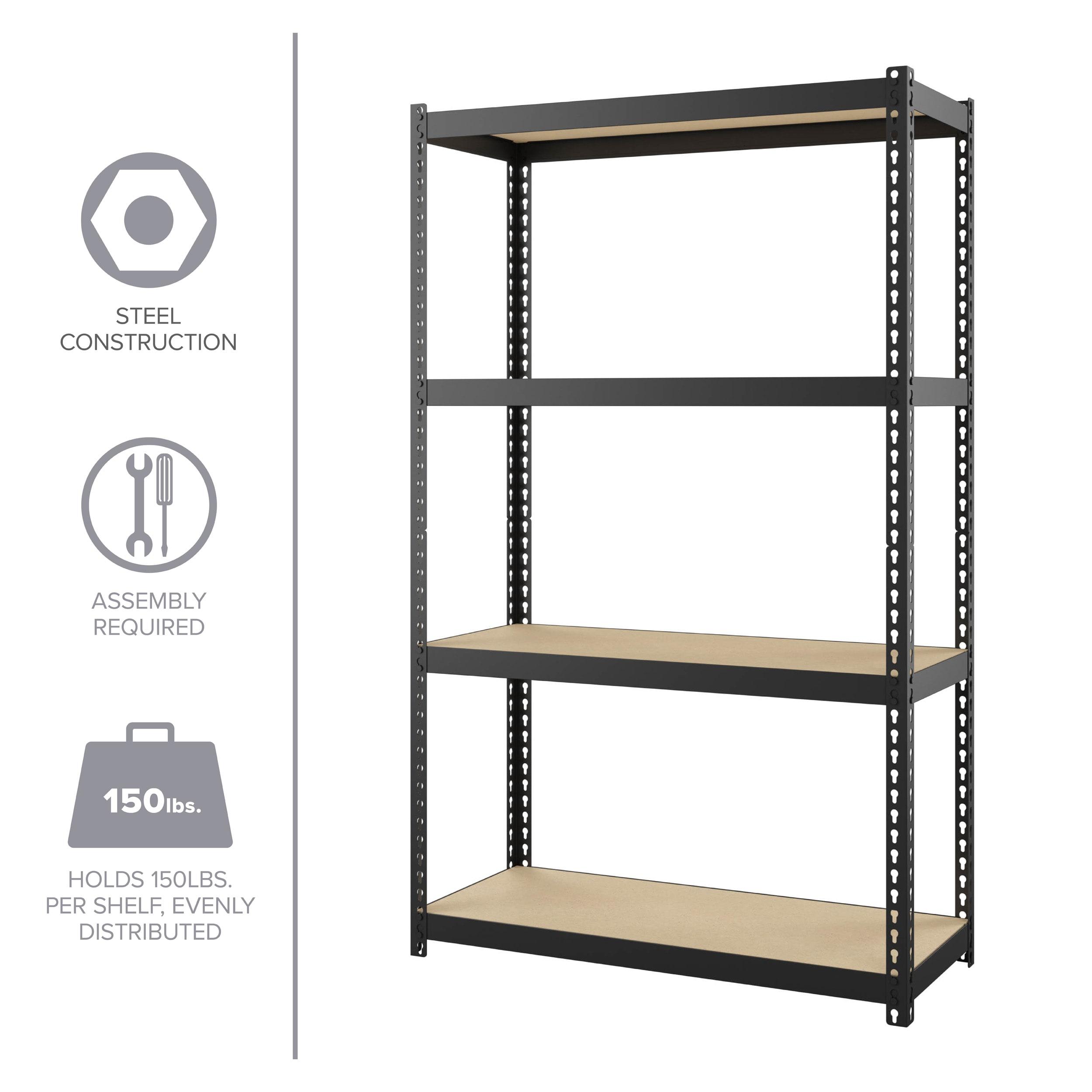 Space Solutions 1000 Riveted Metal Shelving 4-Shelf Unit in Black