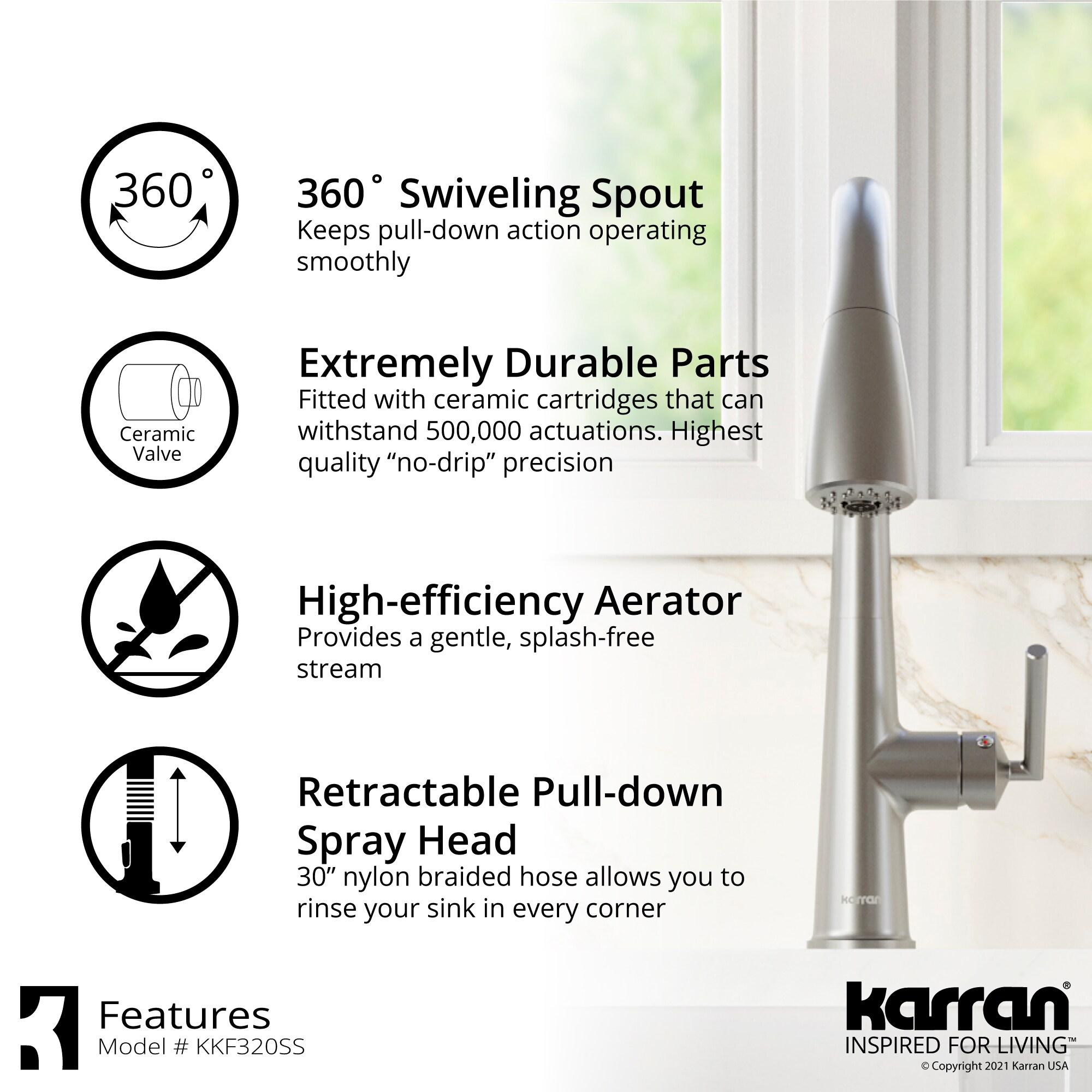 Karran Kentland Single Handle Pull Down Sprayer Kitchen Faucet