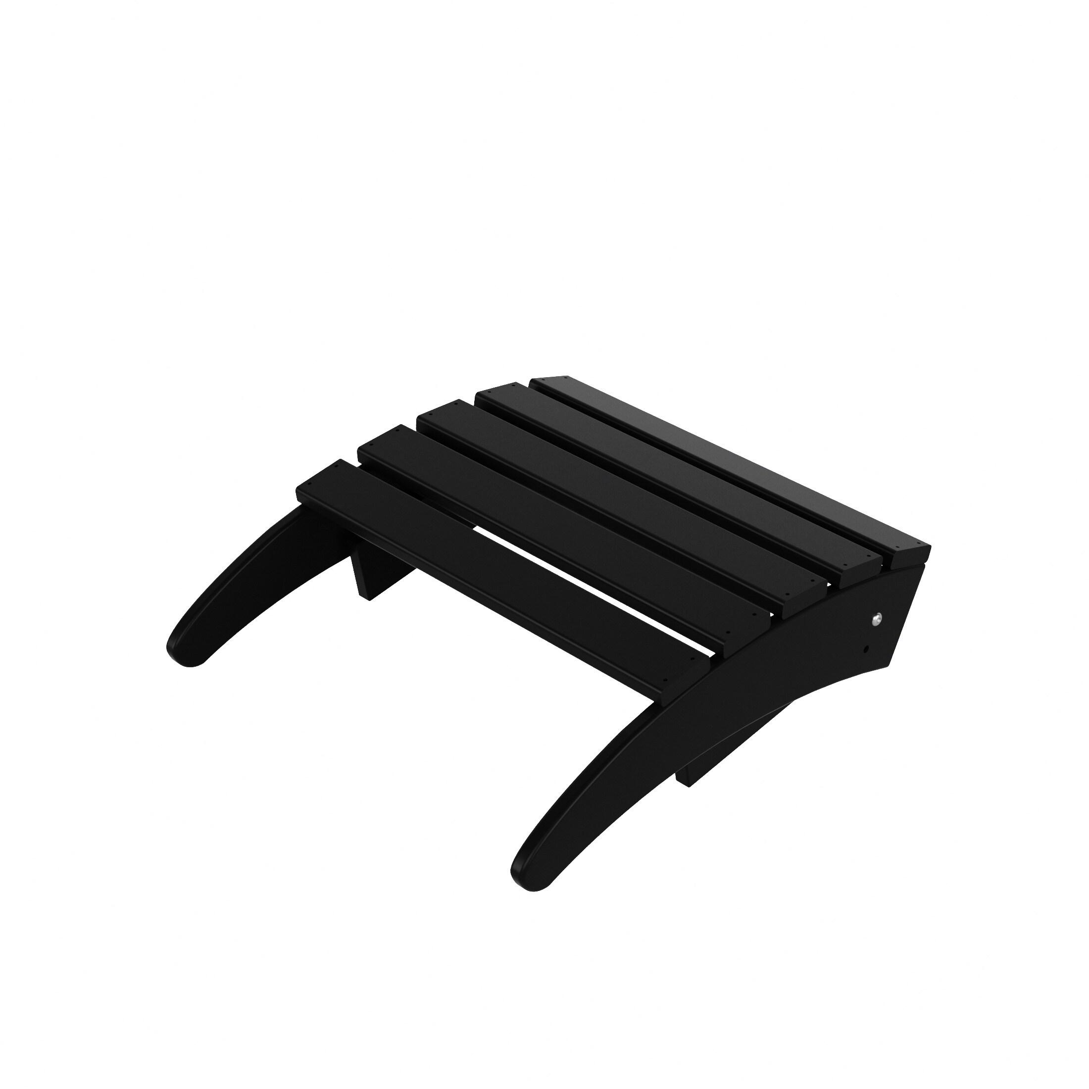 Polytrends  Laguna Hdpe All Weather Outdoor Patio Foldable Ottoman Black