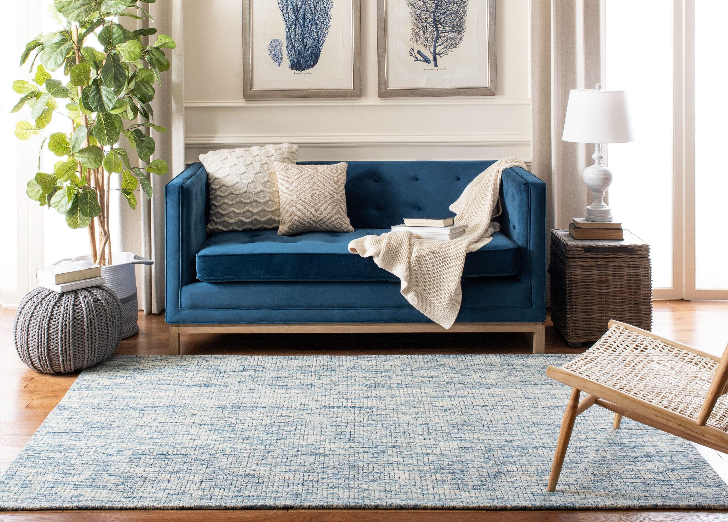 Abstract ABT473 Hand Tufted Area Rug - Ivory/Navy - 8'9"x11'9" - Safavieh.
