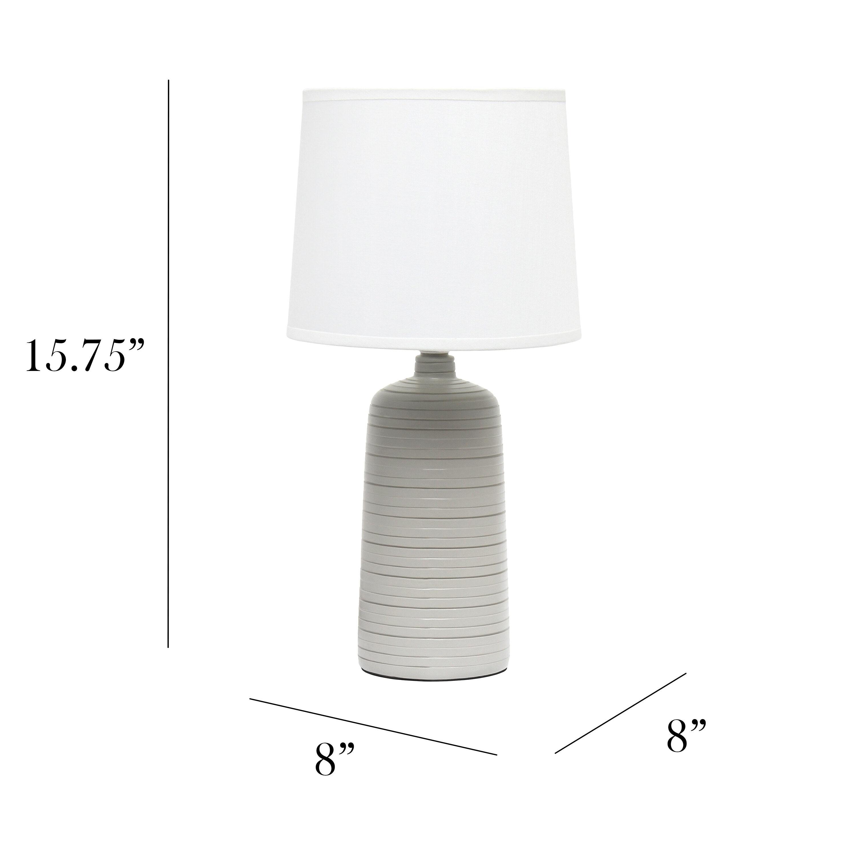 Textured Linear Ceramic Table Lamp Gray - Simple Designs