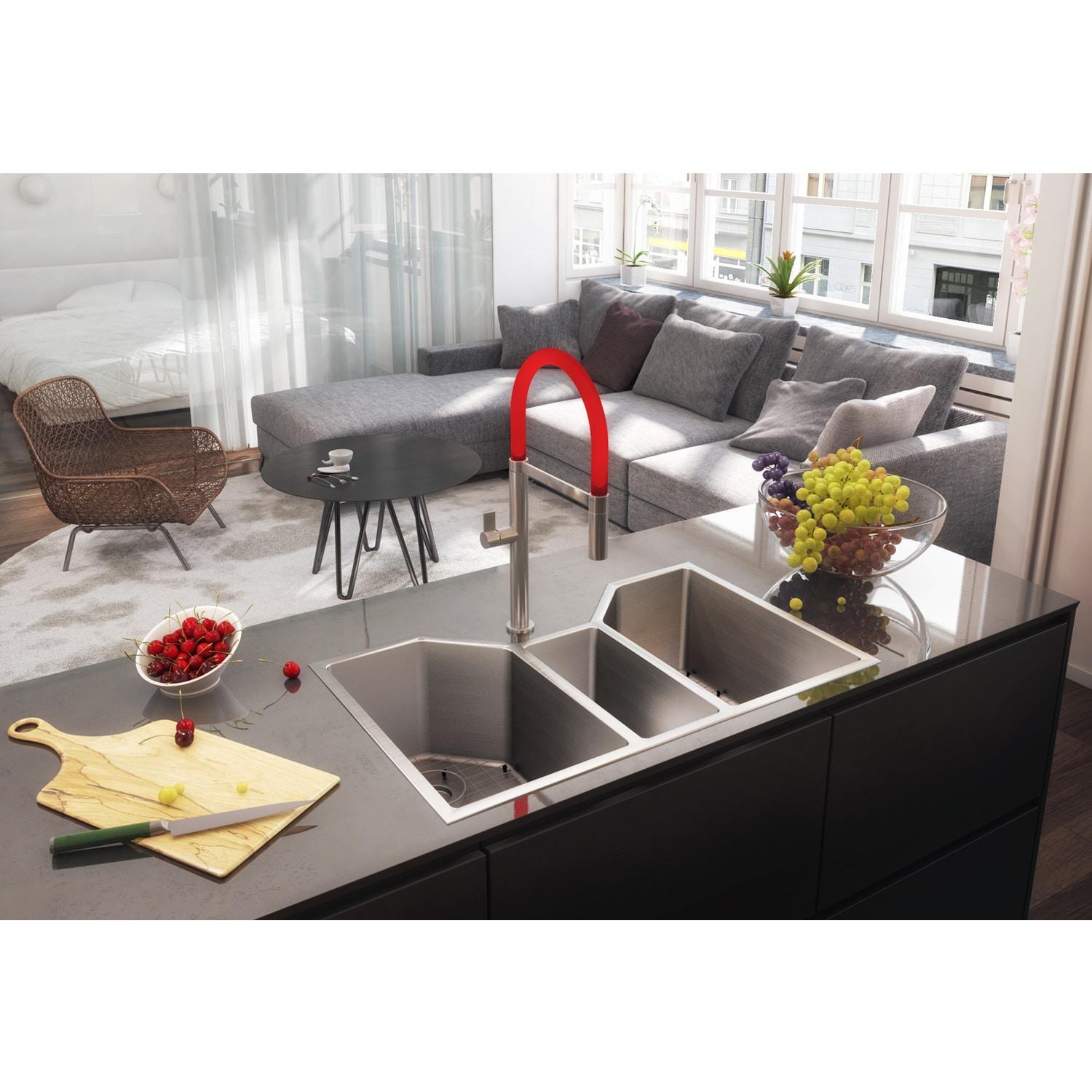 Ruvati 35" Triple Bowl Undermount 16 Gauge Stainless Steel Kitchen Sink
