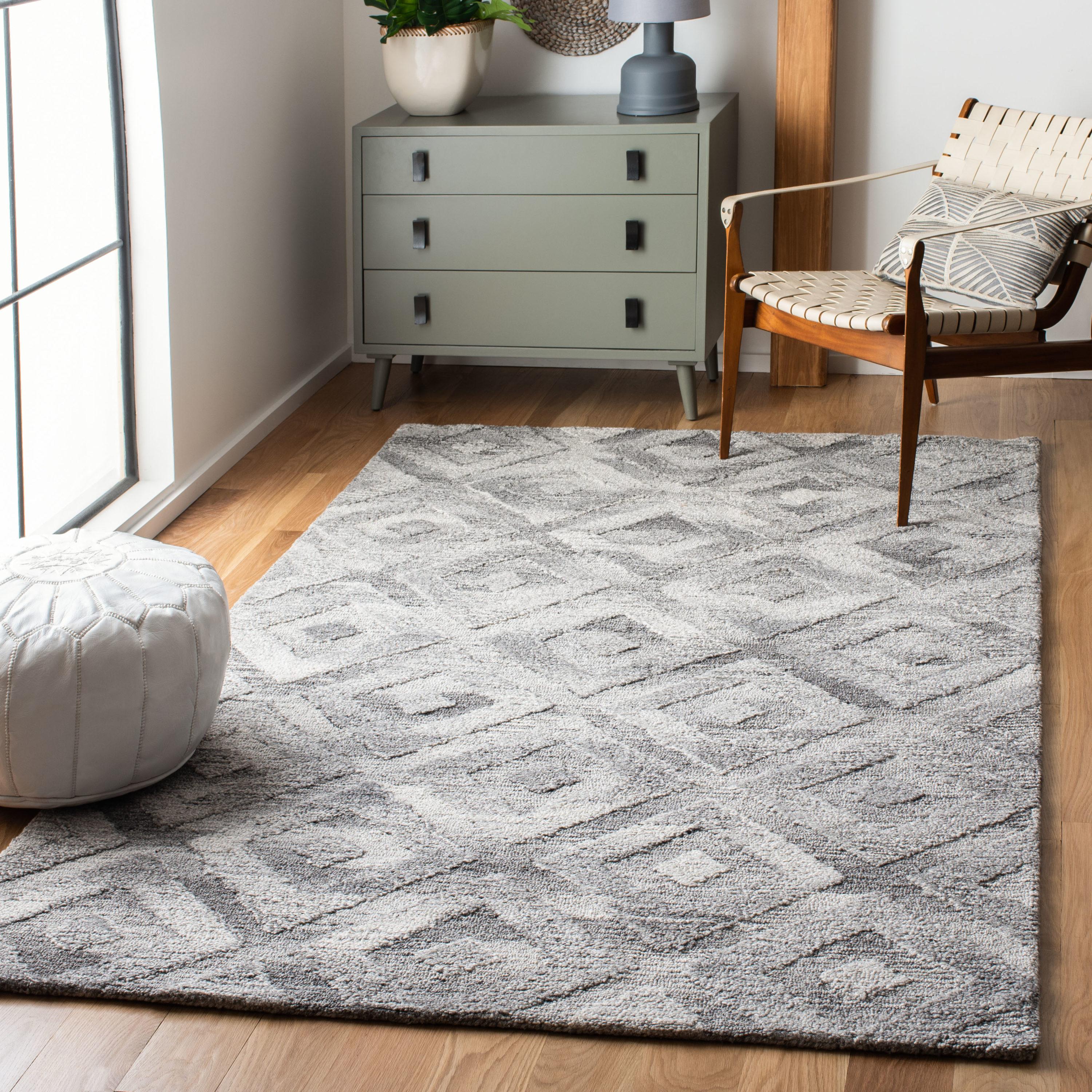 Abstract ABT635 Hand Tufted Area Rug - Grey - 6'x9' - Safavieh.