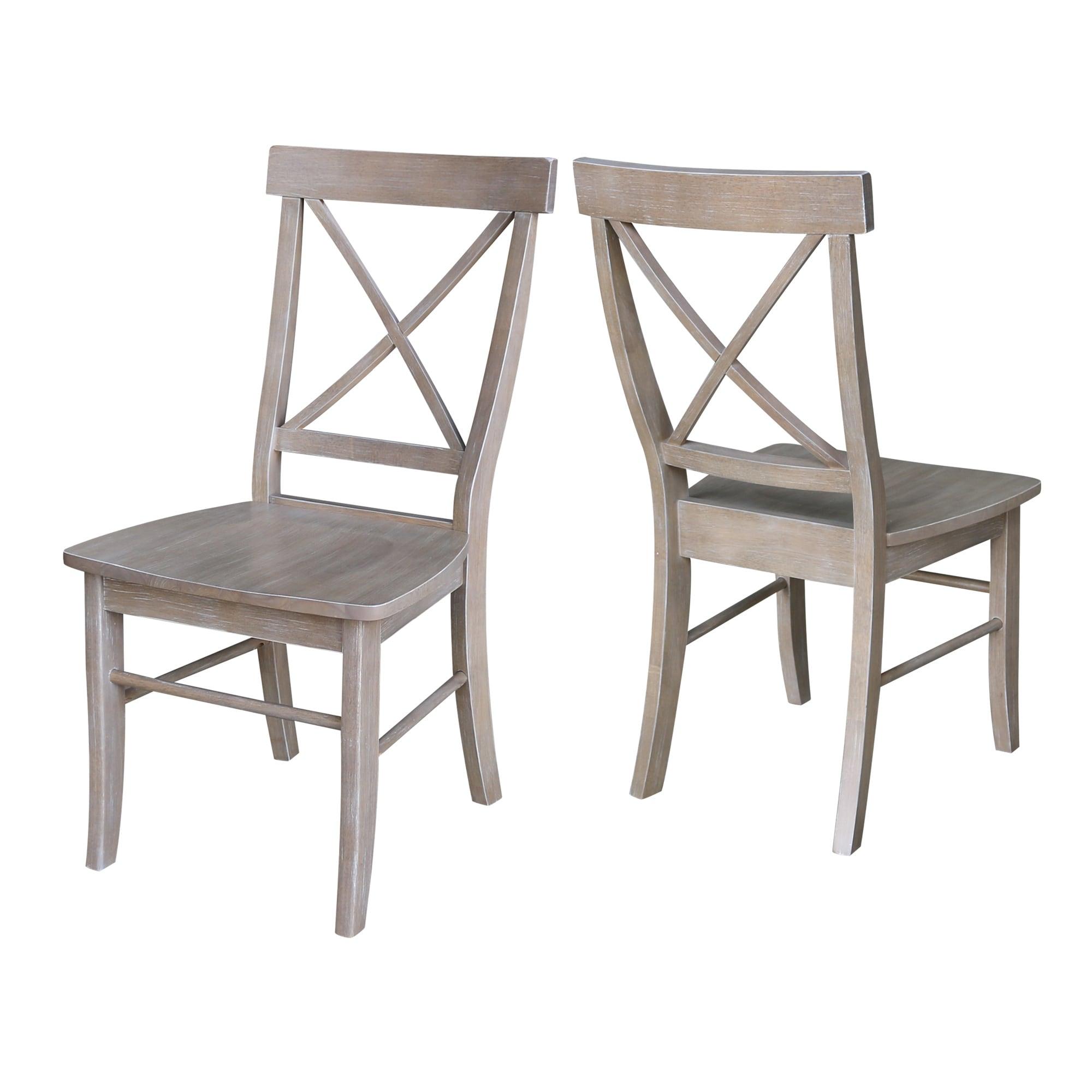 Set of 2 X Back Chairs with Solid Wood Seat Washed Gray/Taupe - International Concepts