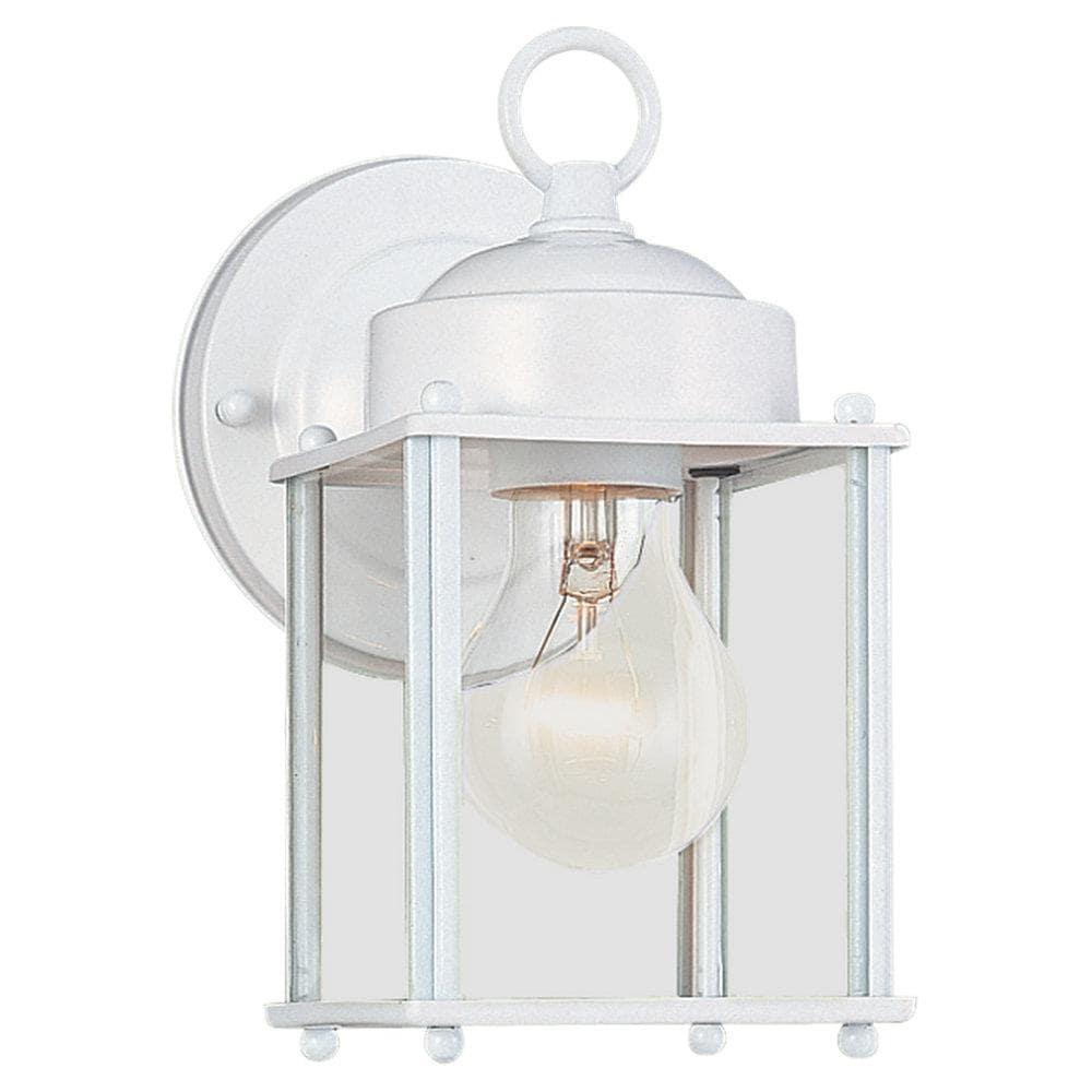 New Castle 1-Light White Outdoor 8.25 in. Wall Lantern Sconce