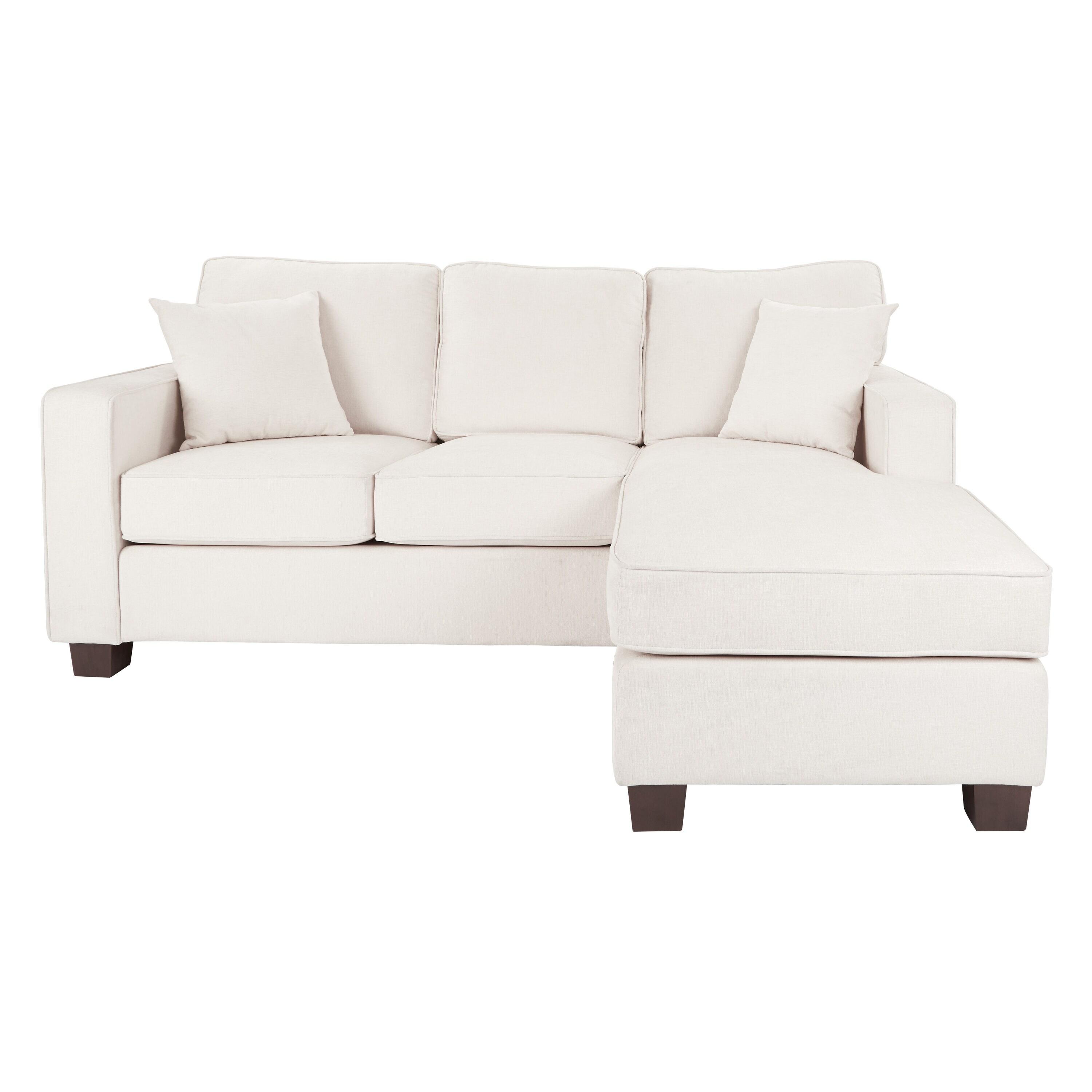 OSP Home Furnishings Russell Sectional with 2 Pillows Off White: Transitional Style, Polyester Upholstery, Wood Frame