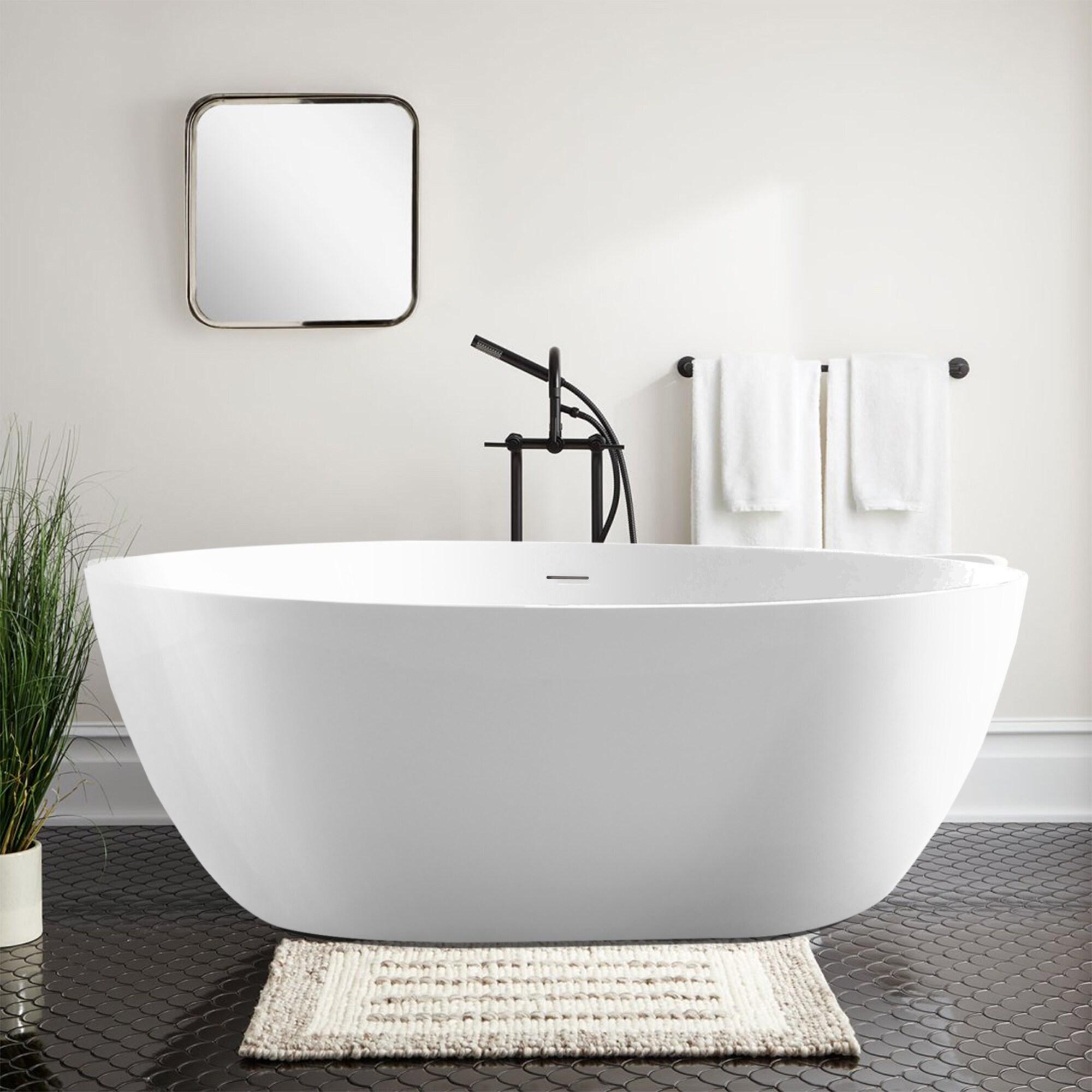Vanity Art 59" X 32" White Acrylic Freestanding Bathtub