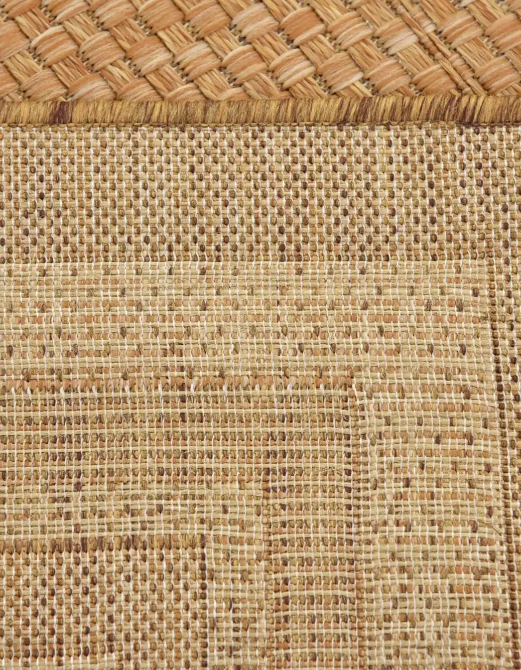 Multi Border Easy-Care Square Outdoor Rug 6' - Light Brown