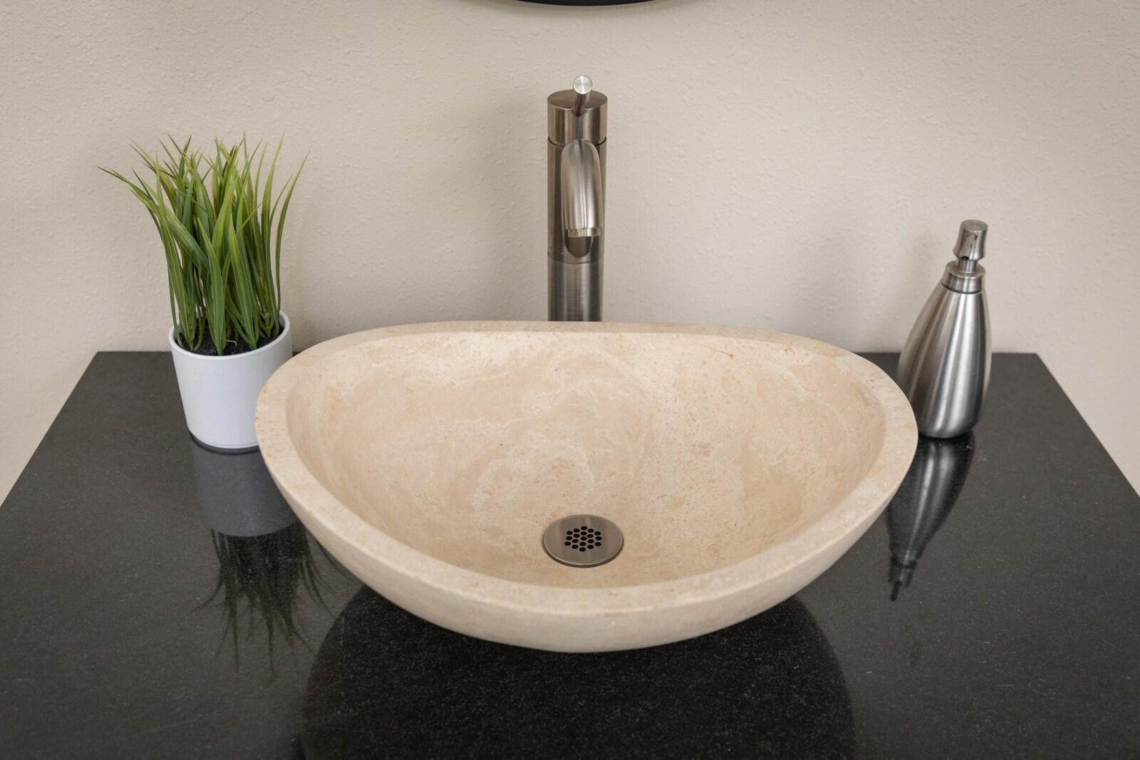 Eden Bath 14'' Beige Stone Oval Bathroom Sink