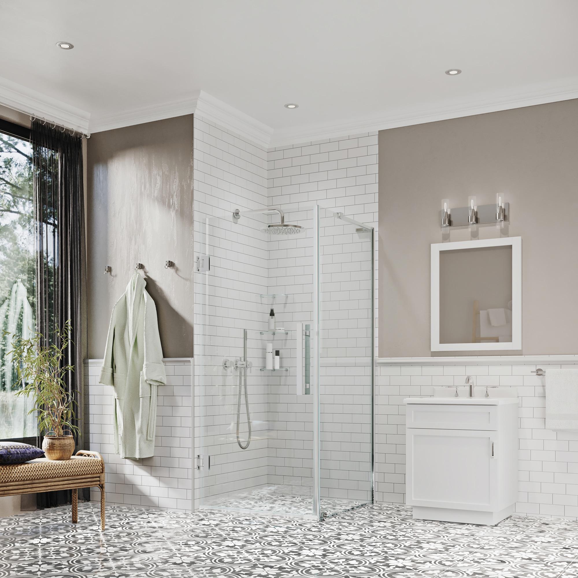 Ove Decors Endless Tampa-Pro 23" W x 72" H Corner Frameless Shower Kit, Door, Panel, Shelves TP0102101