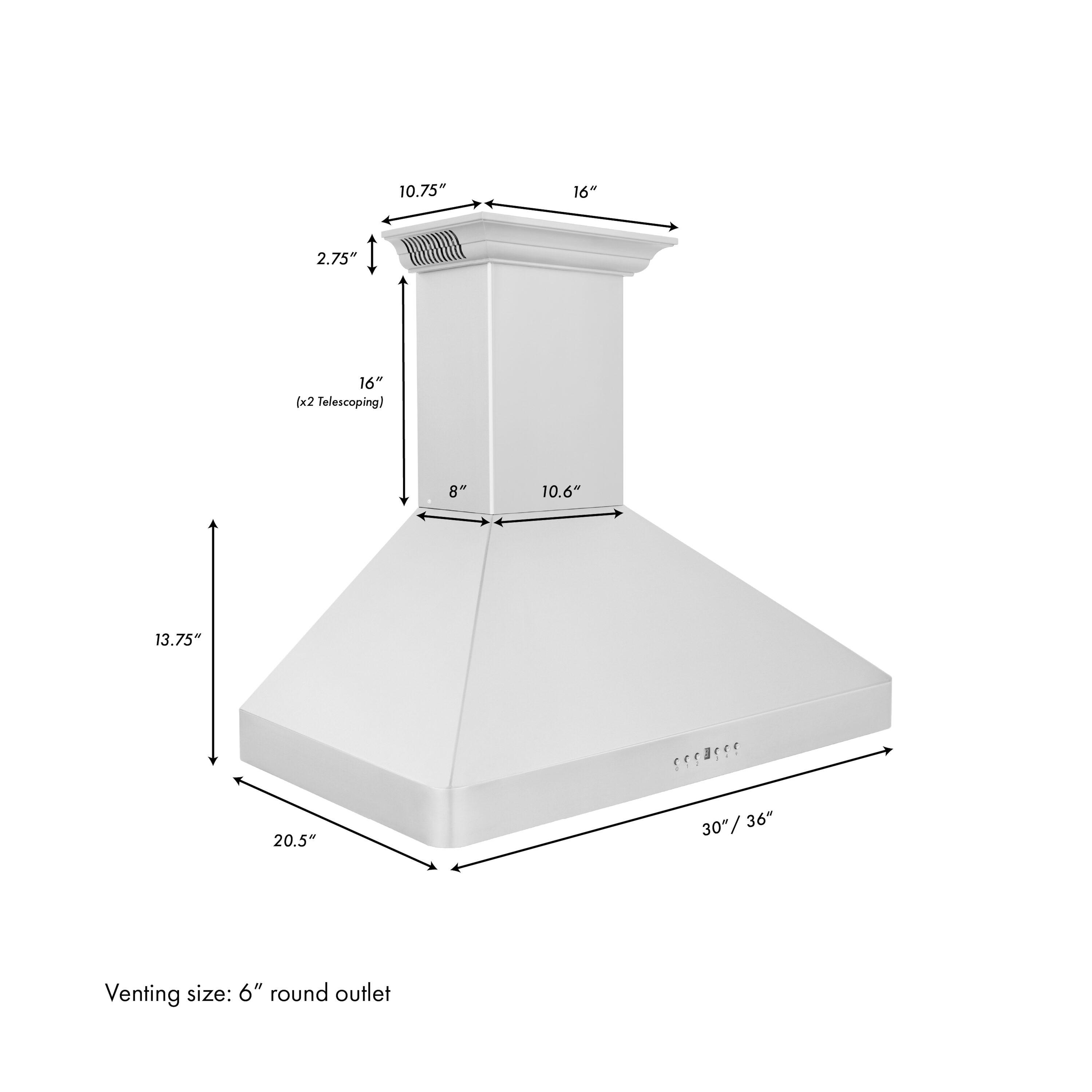 30 in. ZLINE CrownSoundDucted Vent Wall Mount Range Hood in Stainless Steel W/ Bluetooth Speakers (KF2CRN-BT-30)
