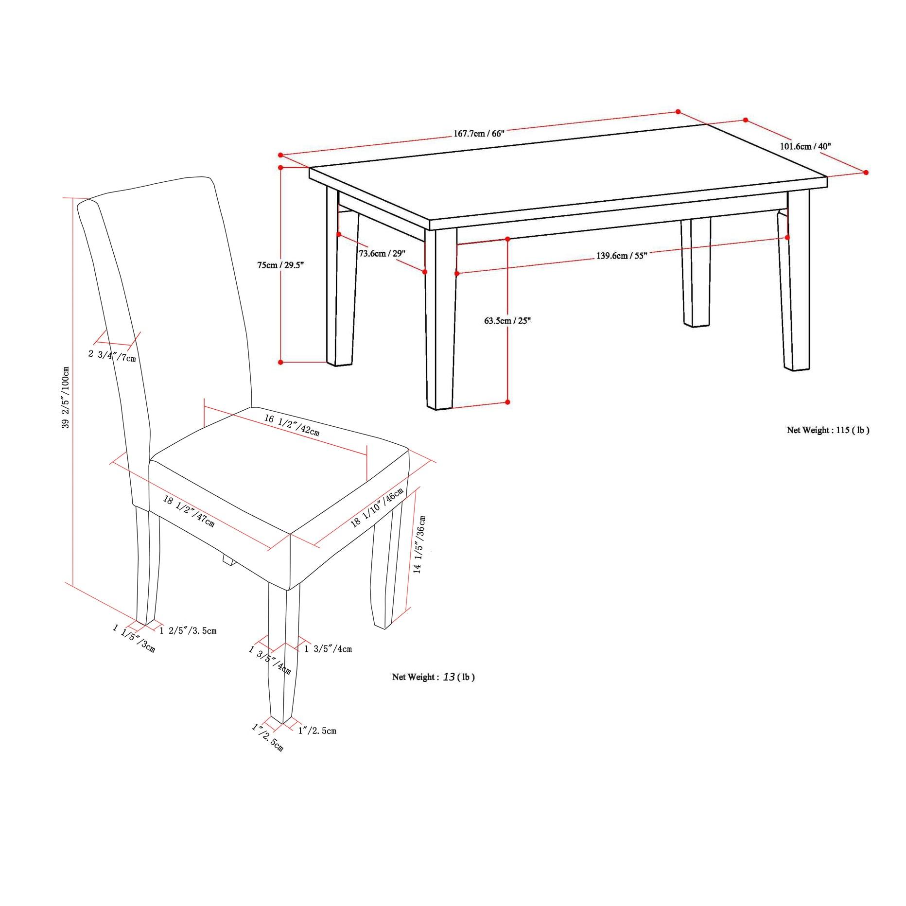 Simpli Home Acadian 7-Piece Dining Set with Solid Hardwood Table and 6 High-Back Upholstered Chairs