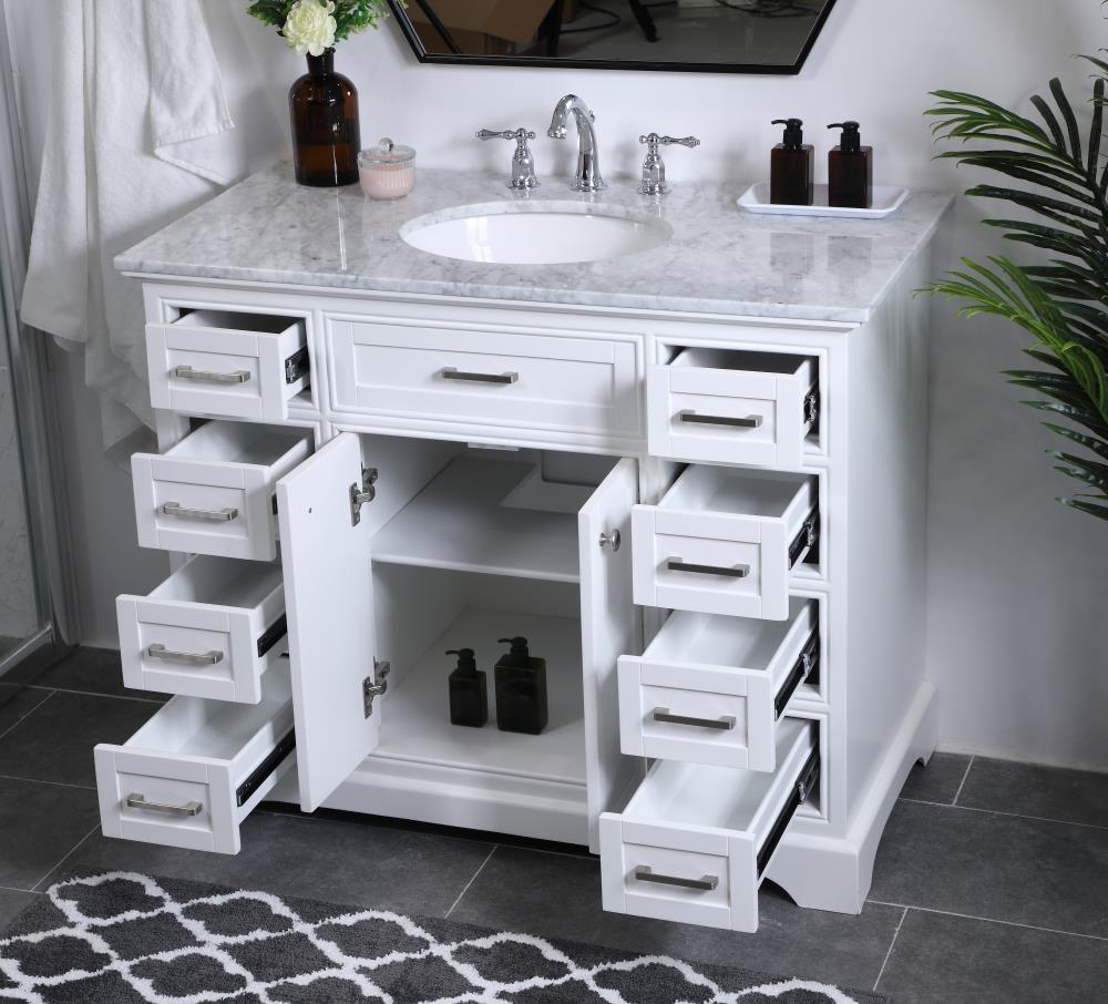 Elegant Decor Americana 42" Single Marble Top Bathroom Vanity in White