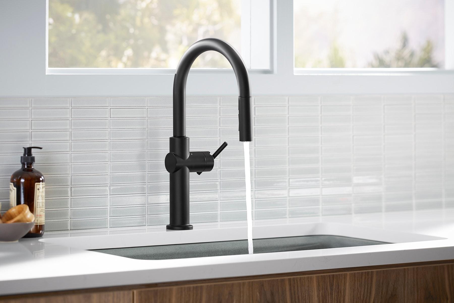 Kohler Crue Single Handle Pull Down Kitchen Faucet with Three-Function Pull Down Sprayer