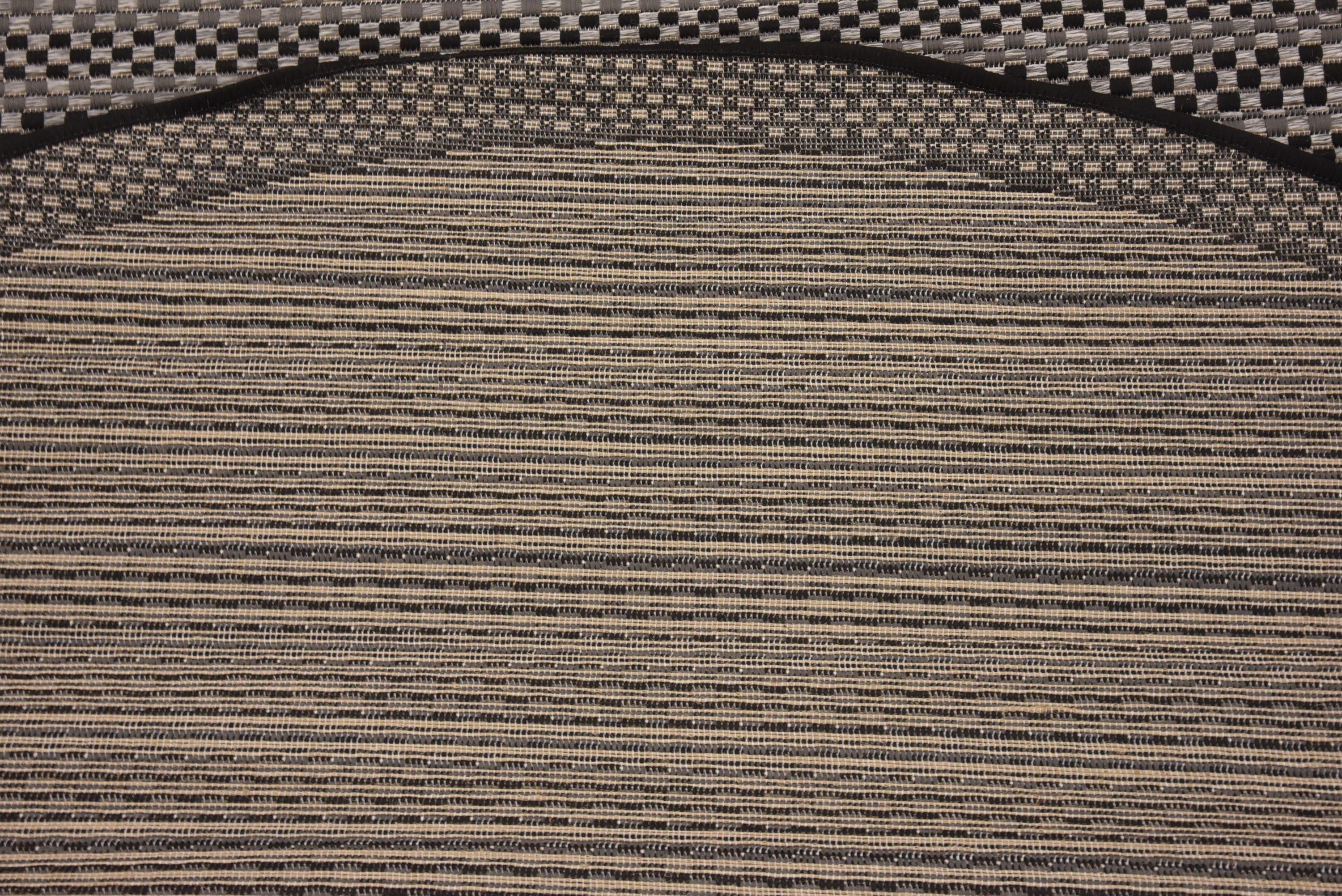 Gray Round Stripe Synthetic Outdoor Area Rug 6' x 6'