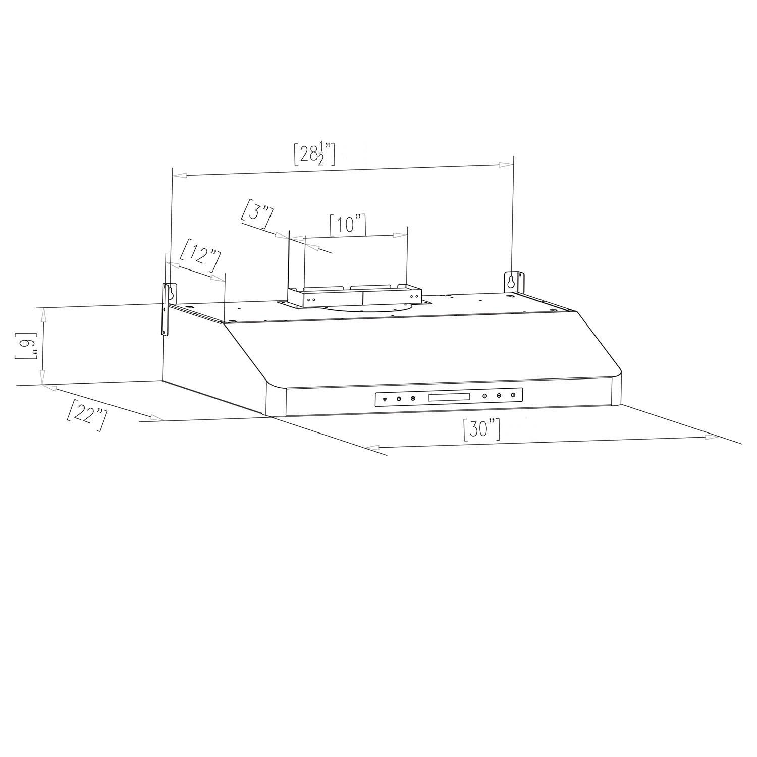 Empava 30" Stainless Steel 500 CFM Ducted (Vented) Wall Range Hood with Baffle Filter