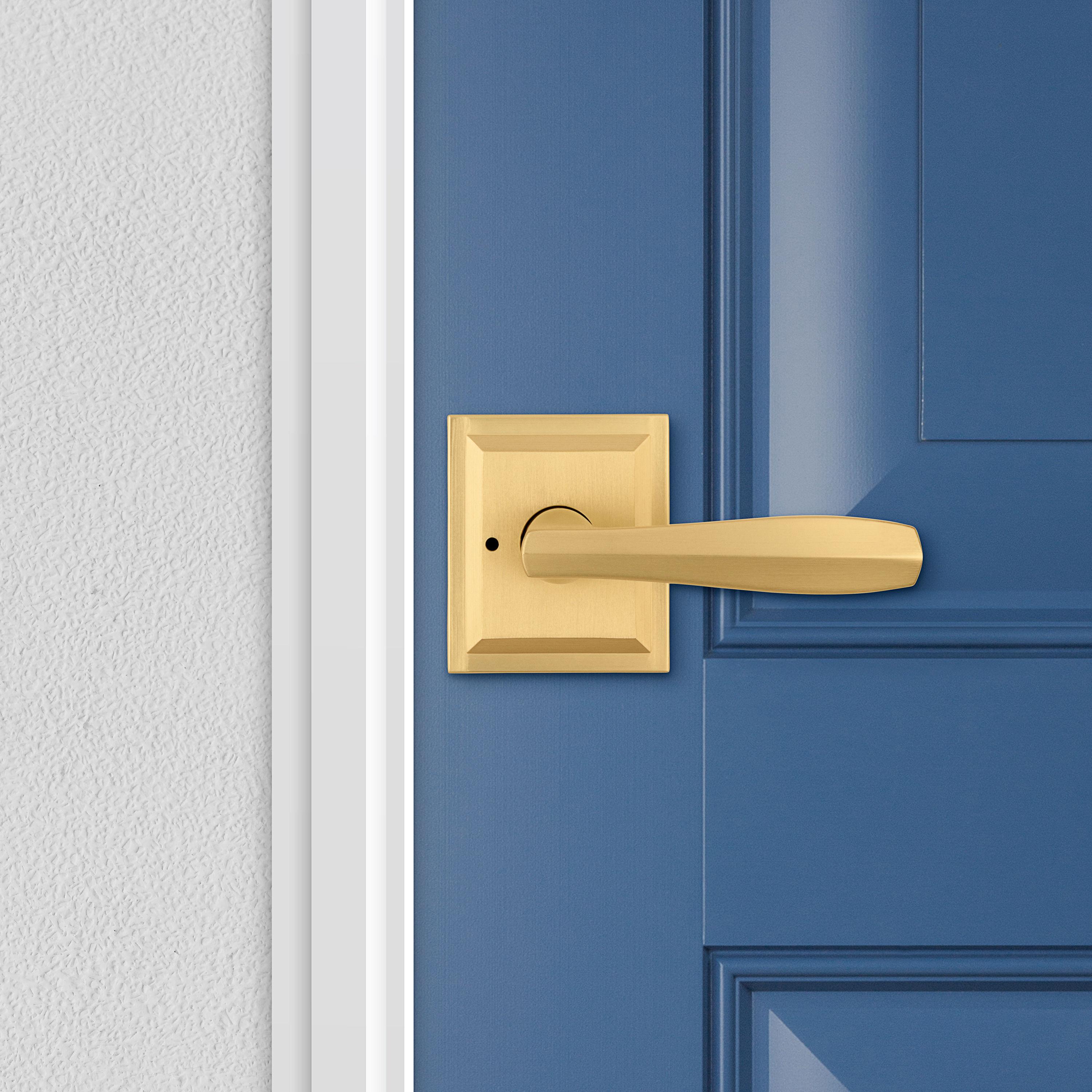 Torrey Satin Brass Low Profile Rose Bed/Bath Privacy Door Handle