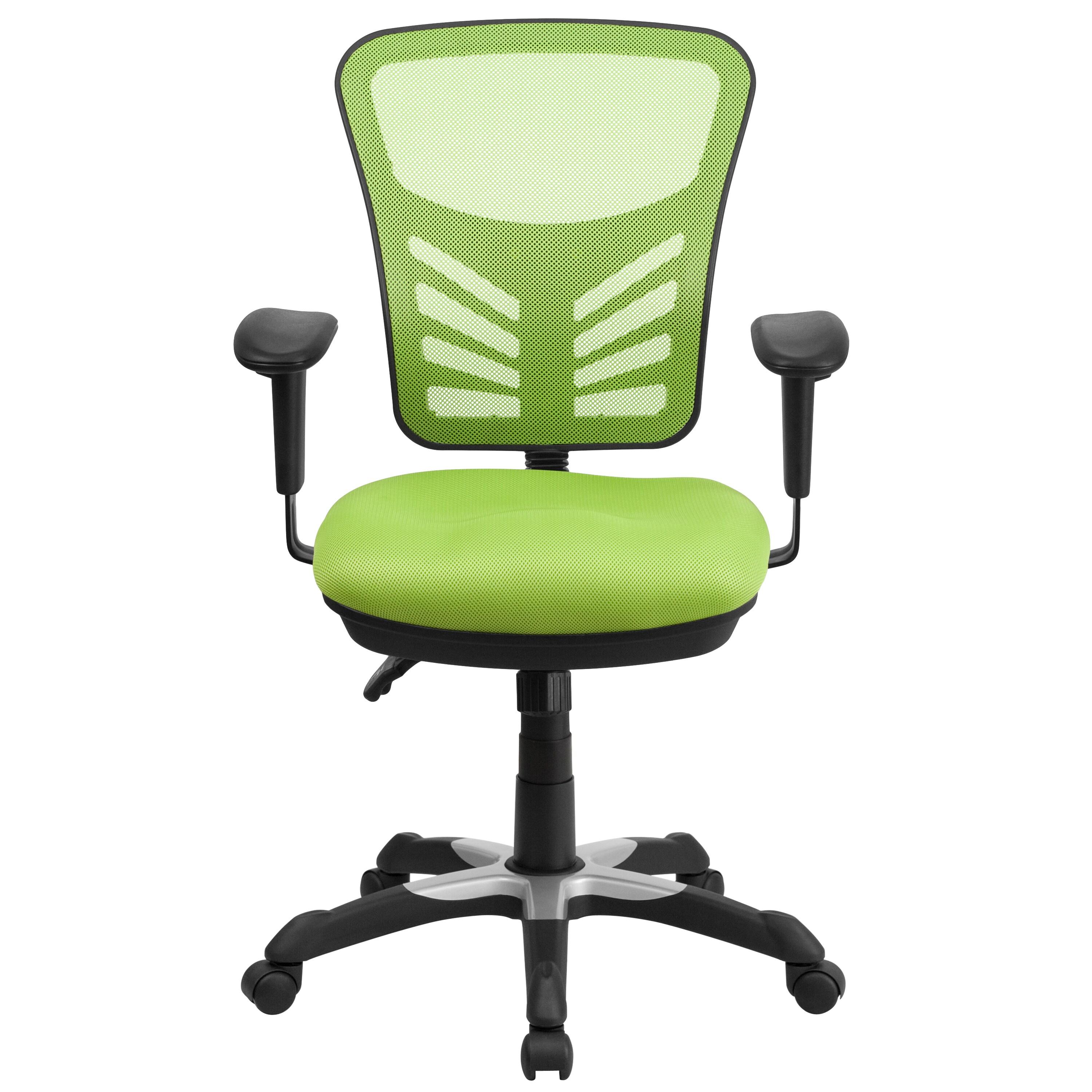 Flash Furniture Nicholas Mid-Back Green Mesh Multifunction Executive Swivel Ergonomic Office Chair with Adjustable Arms