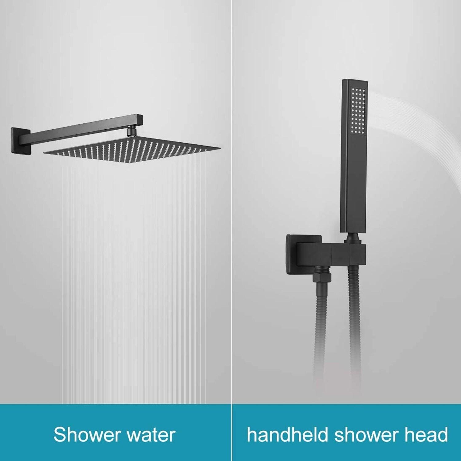 10 Inch Square Bathroom Shower Combo Set In Matte Black