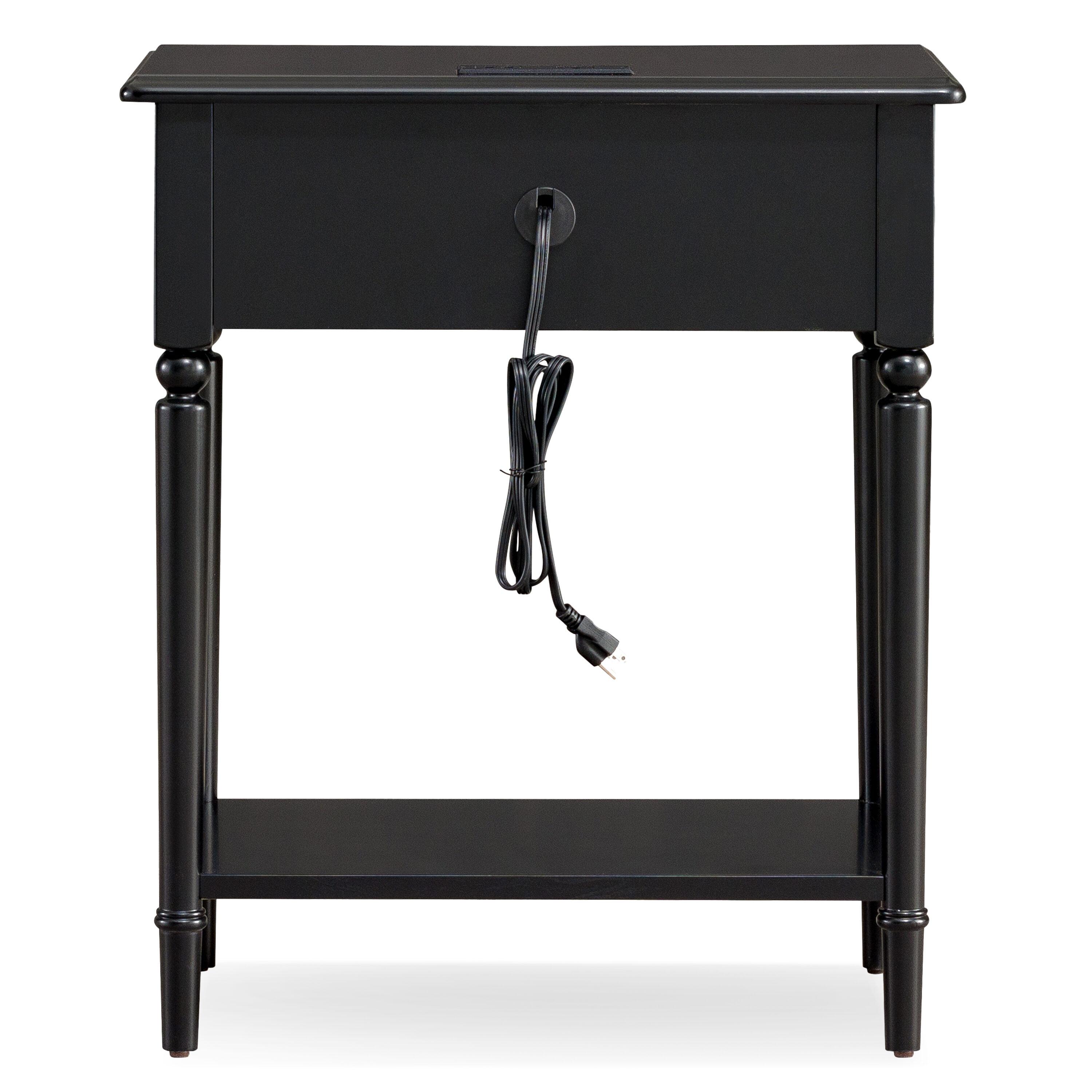 Leick Home Coastal Notions Wood Nightstand with AC/USB Charger in Black