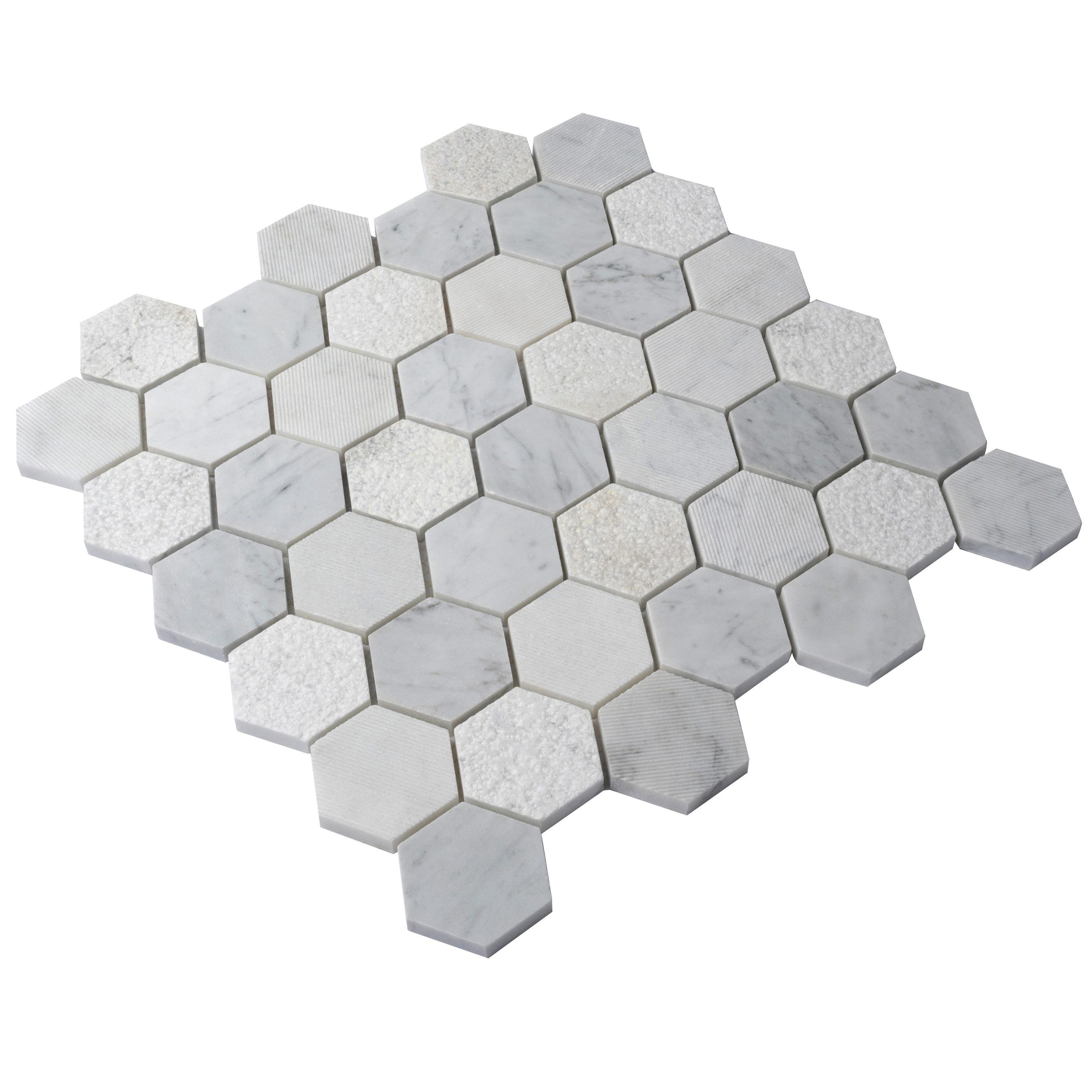 Apollo Harbor 12" x 12" Marble Honeycomb Mosaic Wall & Floor Tile