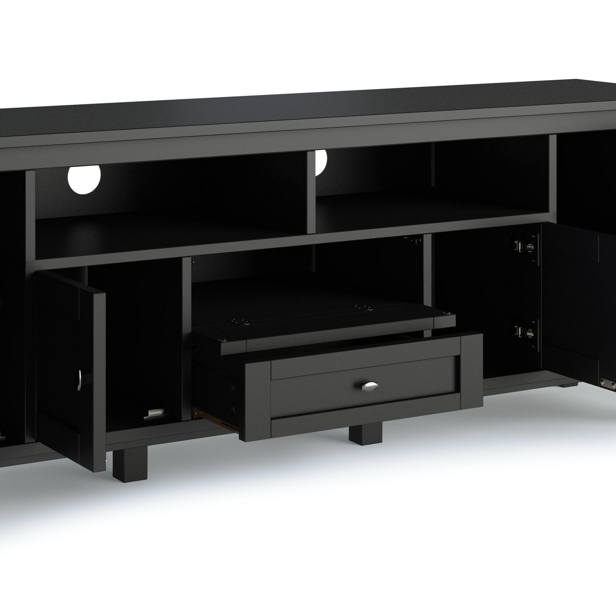 Simpli Home Warm Shaker 72"W Solid Wood TV Stand for TVs up to 80" with 4 Storage Cabinets and 2 Drawers