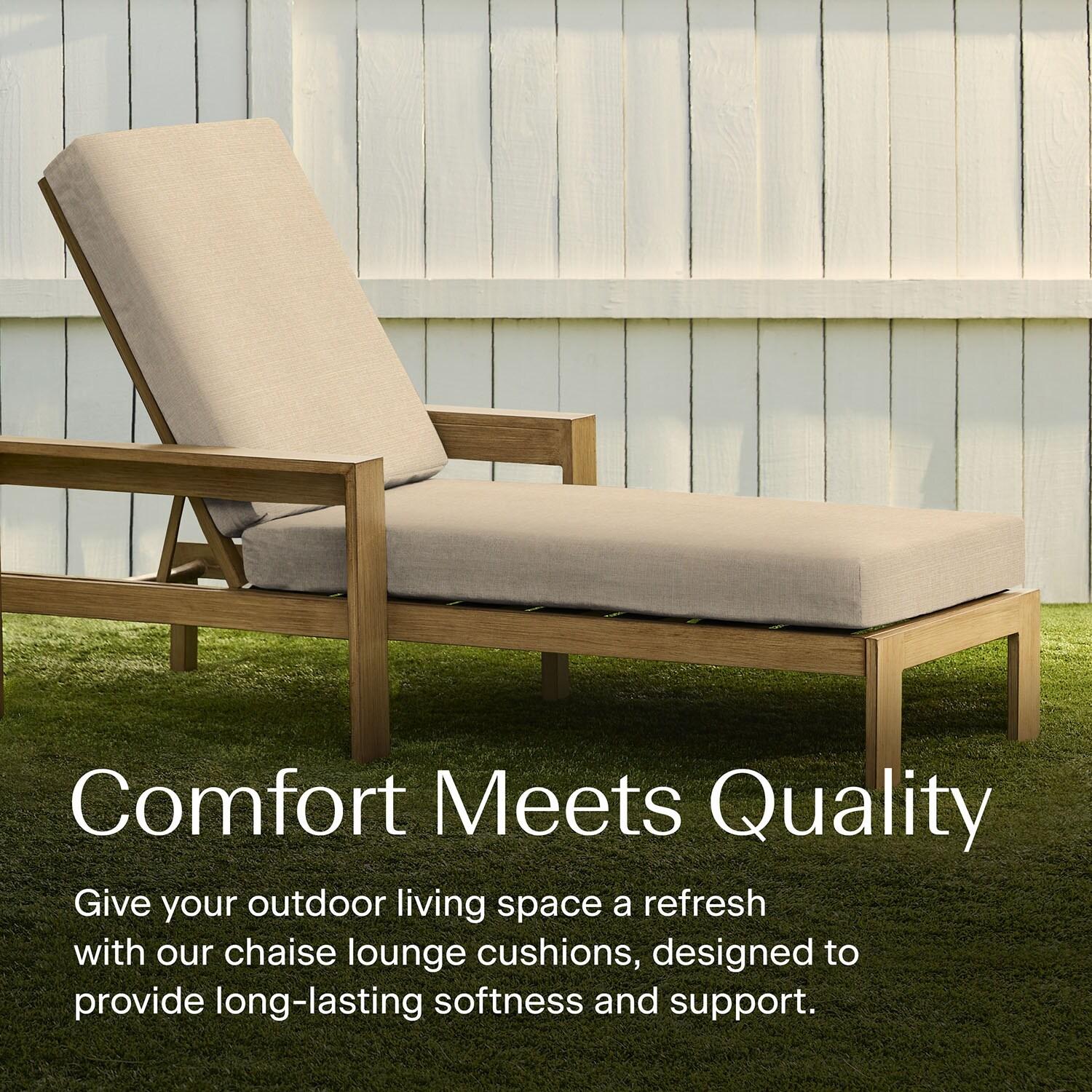 Textured Solid Almond Chaise Lounge Cushion