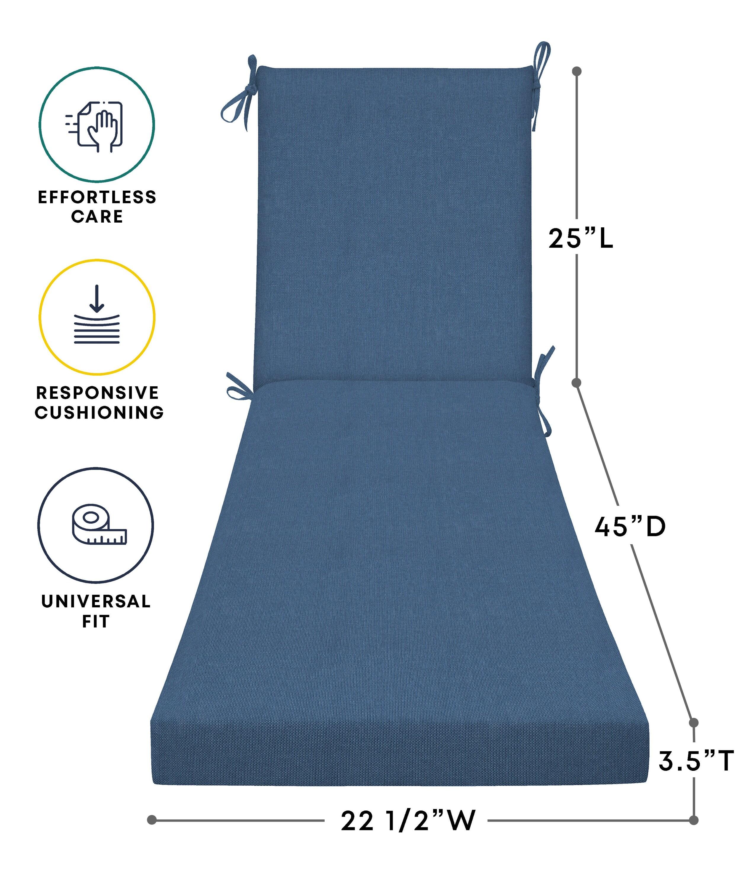 Honeycomb Outdoor Chaise Lounge Cushion - Textured Solid Pacific Blue