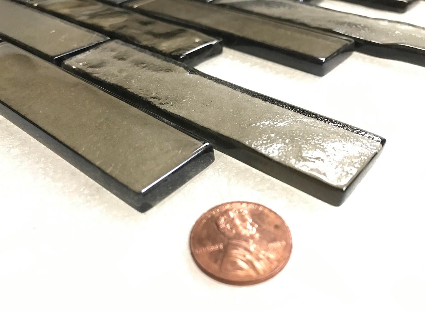 Landscape 1 in. x 4 in. Translucent Glass Plastic Face Mounted Brick Mosaic Designer Pool Tile