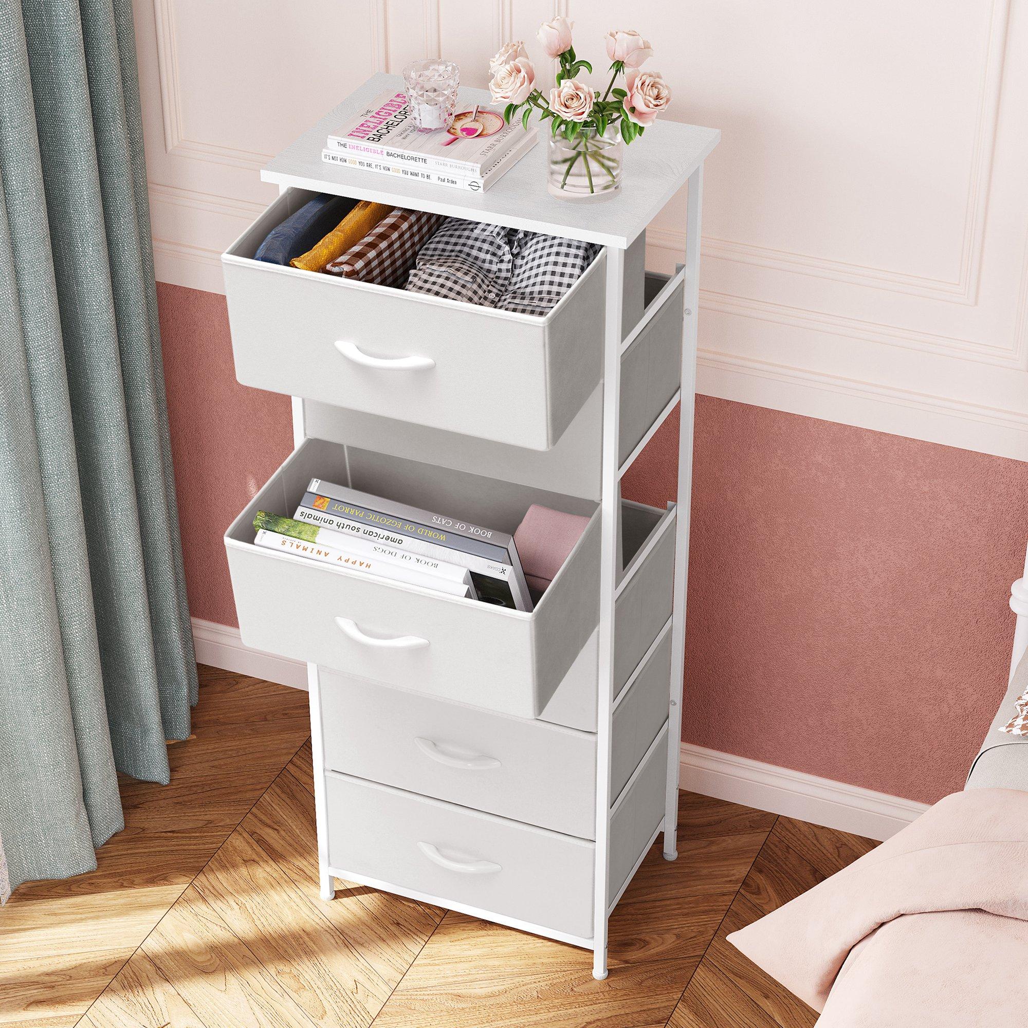 Crestlive Products 6 Drawers Vertical Dresser for Bedroom Storage Tower with Wood Top White