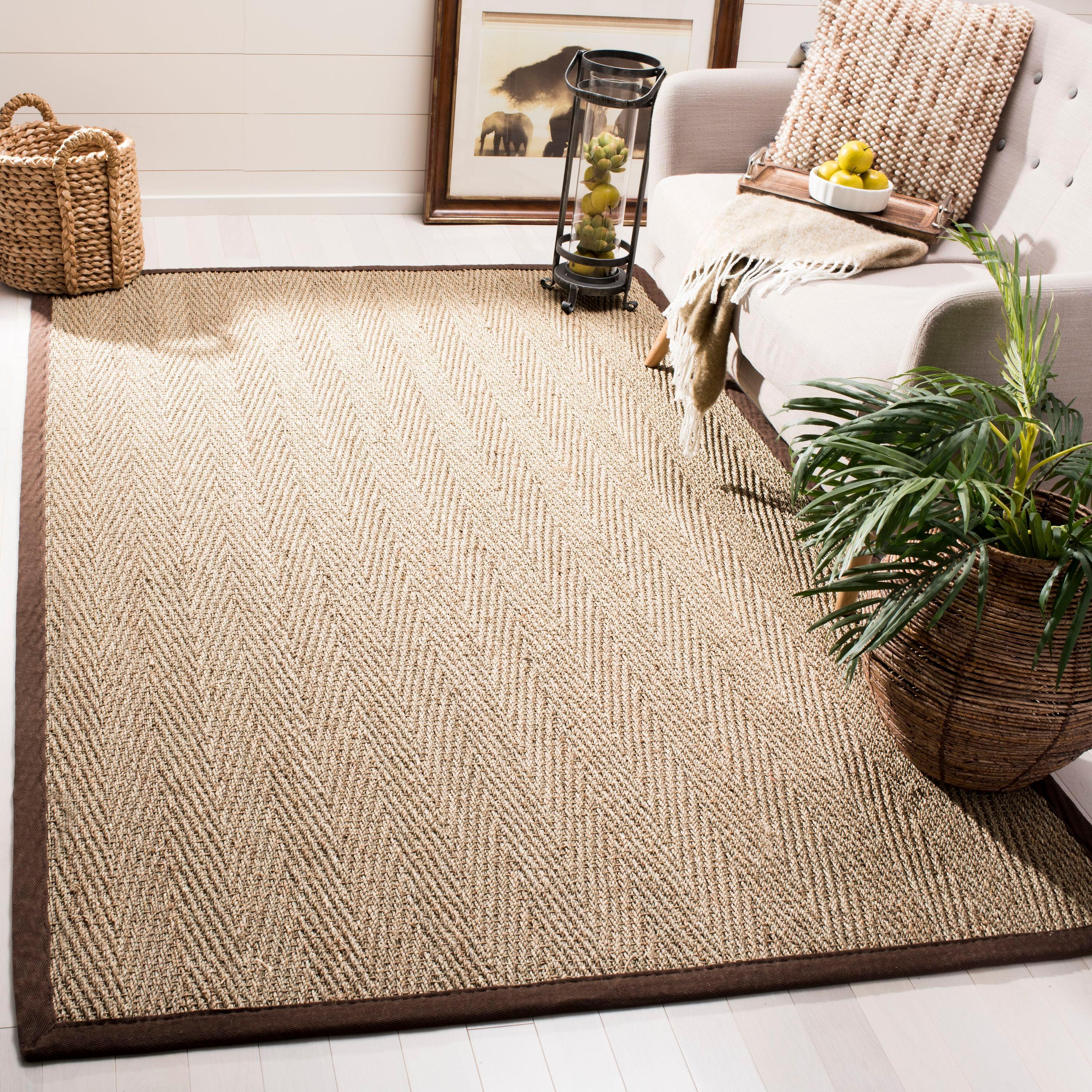 Natural Fiber NF115 Power Loomed Indoor Area Rug - Natural/Dark Brown - 6'x6' - Safavieh