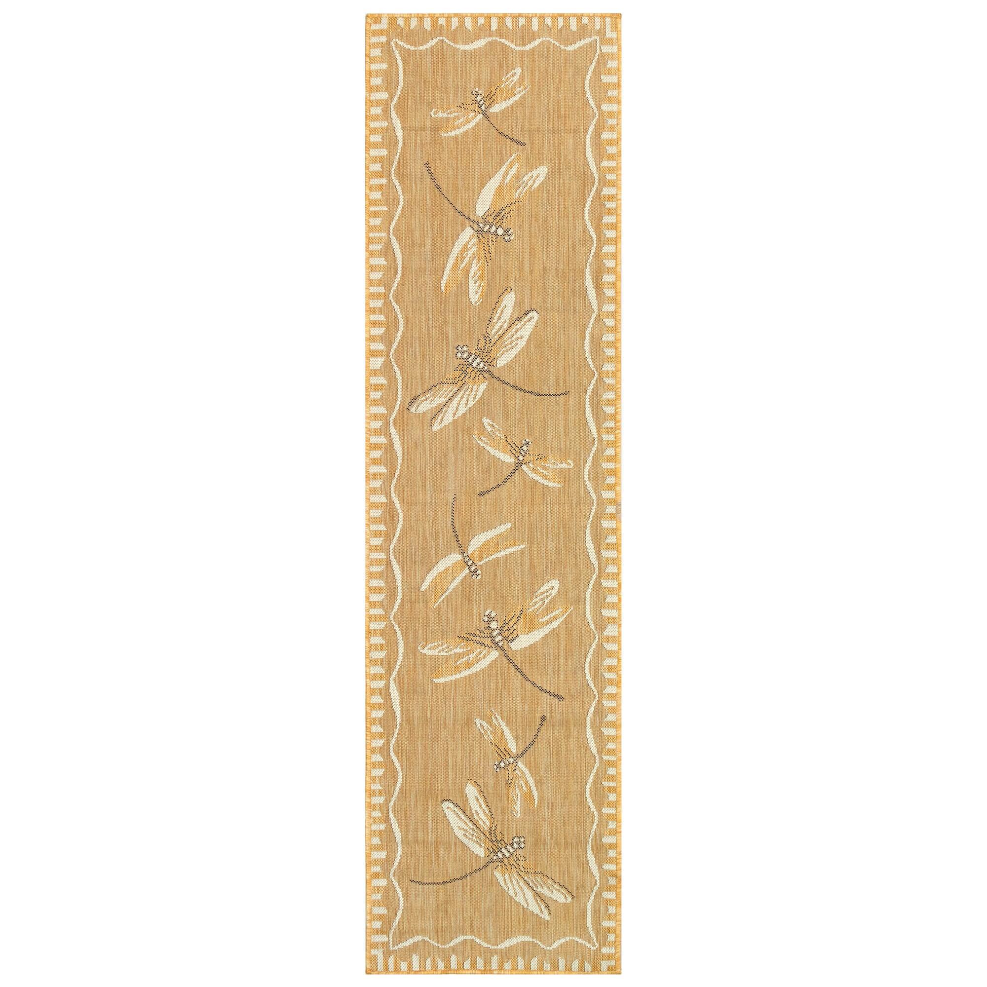 Liora Manne Carmel Dragonfly Indoor/Outdoor Rug Sand 1'11" x 7'6"